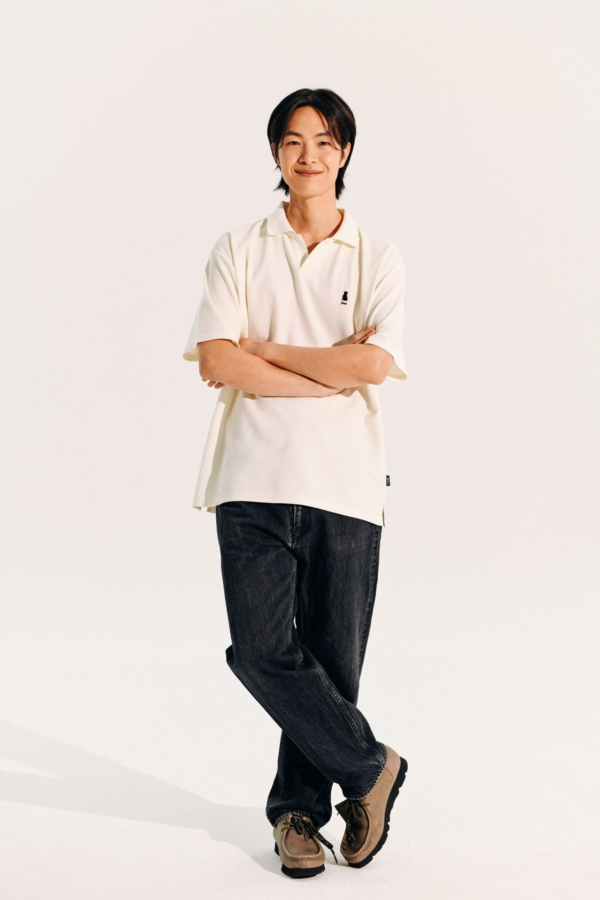 MUSINSA | YALE Quick Dry Pique Slit Neck Polo Shirt Black