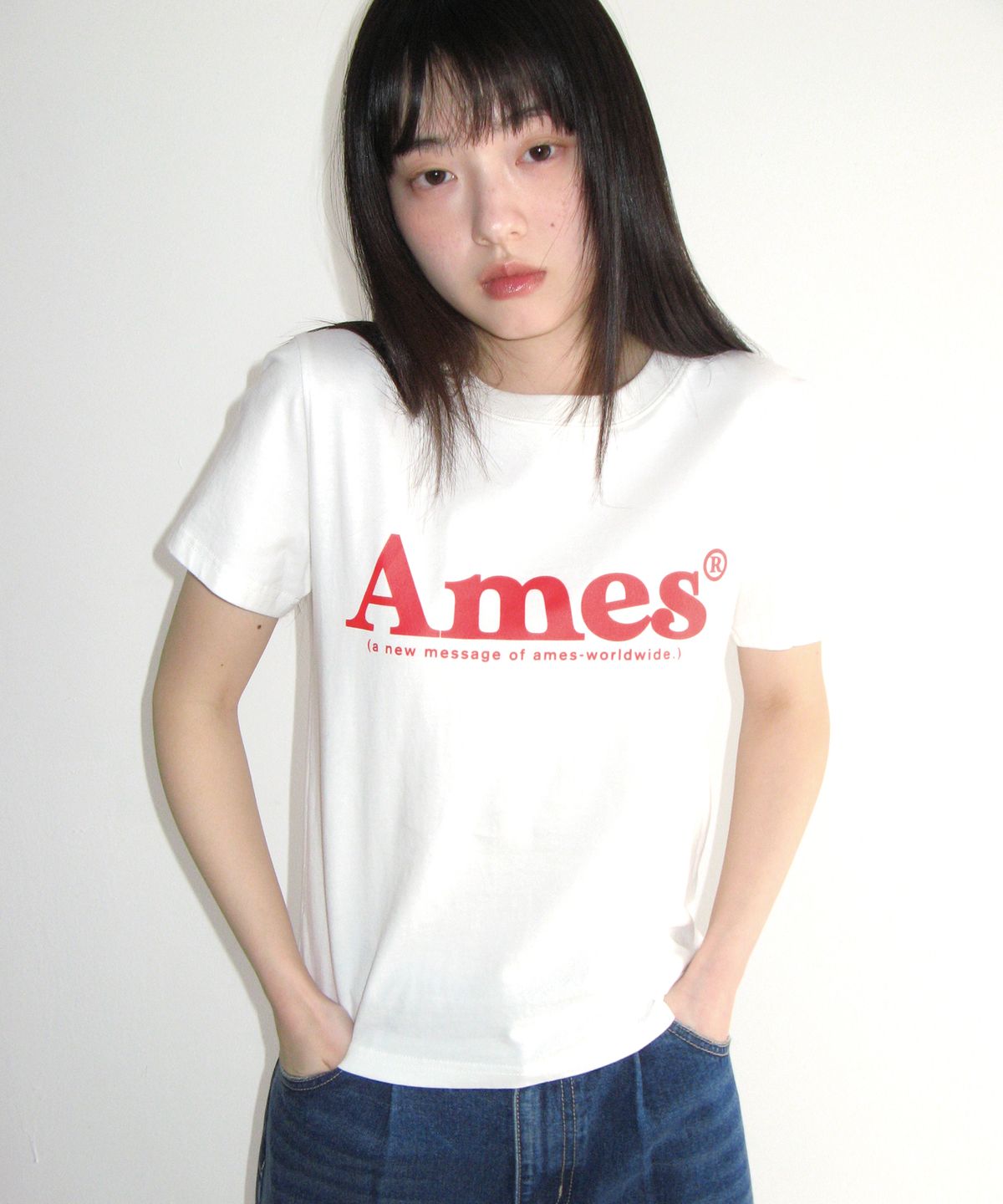 아메스 월드와이드(AMES-WORLDWIDE) BASIC LOGO TEE WHITE