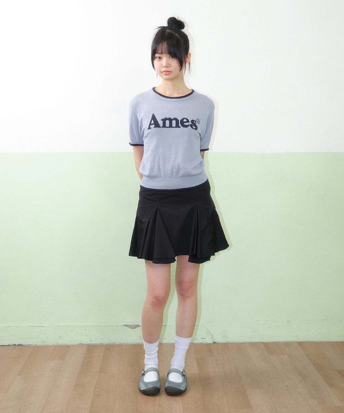 아메스 월드와이드(AMES-WORLDWIDE) BASIC LOGO KNIT BLUE