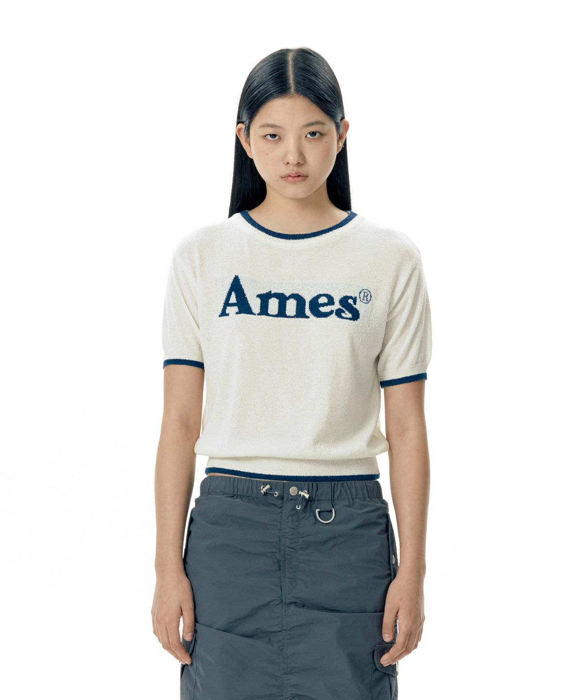 아메스 월드와이드(AMES-WORLDWIDE) BASIC LOGO KNIT IVORY