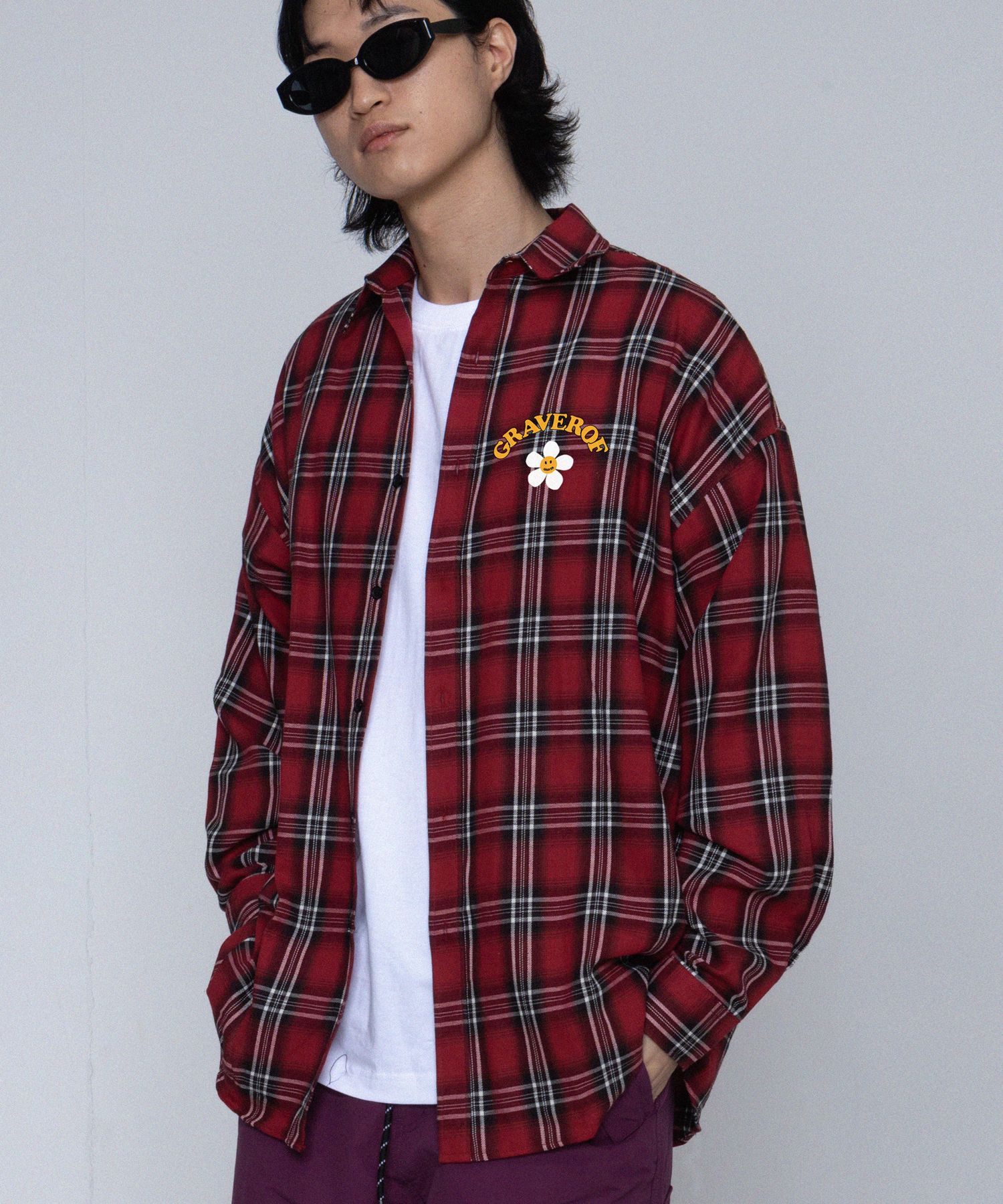 【GRAVER】24SS★ Flower GRAVEROF Arch Logo Check Shirt MUSINSA公式 | GRAVER [UNISEX] Flower GRAVEROF Arch Logo
