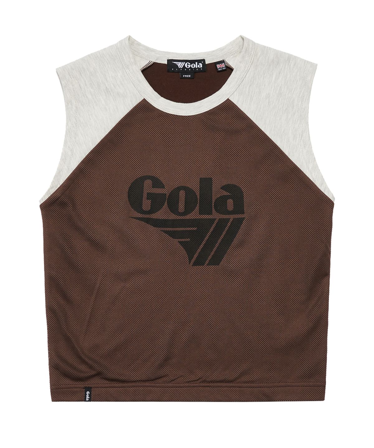 골라(GOLA) W MESH OVERLAP SLEEVELESS T [BROWN]