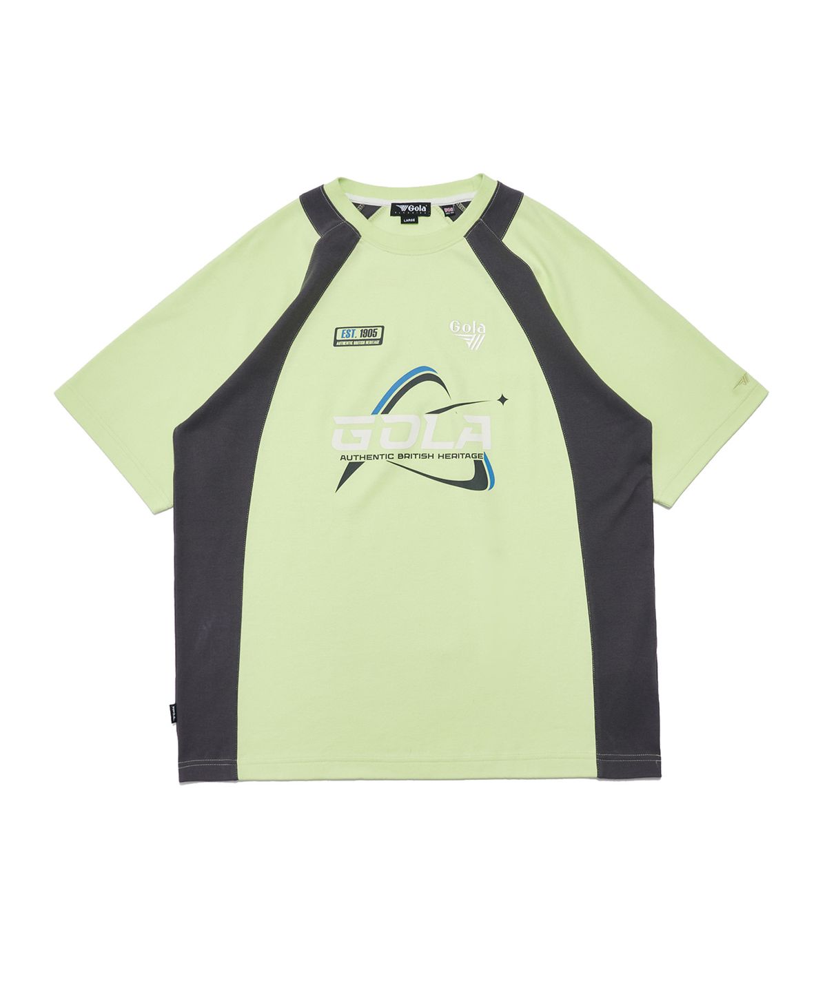 골라(GOLA) COLOR BLOCK GRAPHIC T-SHIRTS [LIME]