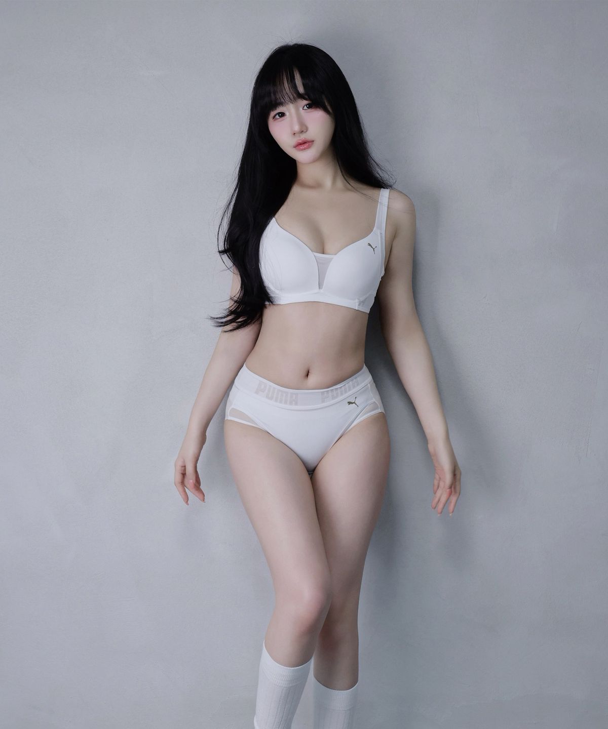 푸마 바디웨어(PUMA BODYWEAR) 컴포트 와이드윙 브라팬티 WH