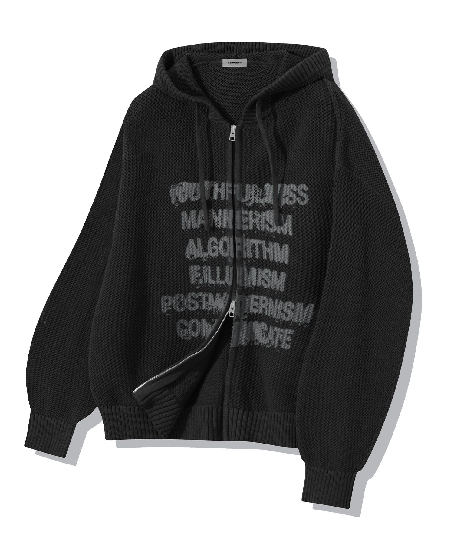 MUSINSA | FILLUMINATE Spread Punching Knit Hooded Zip Up