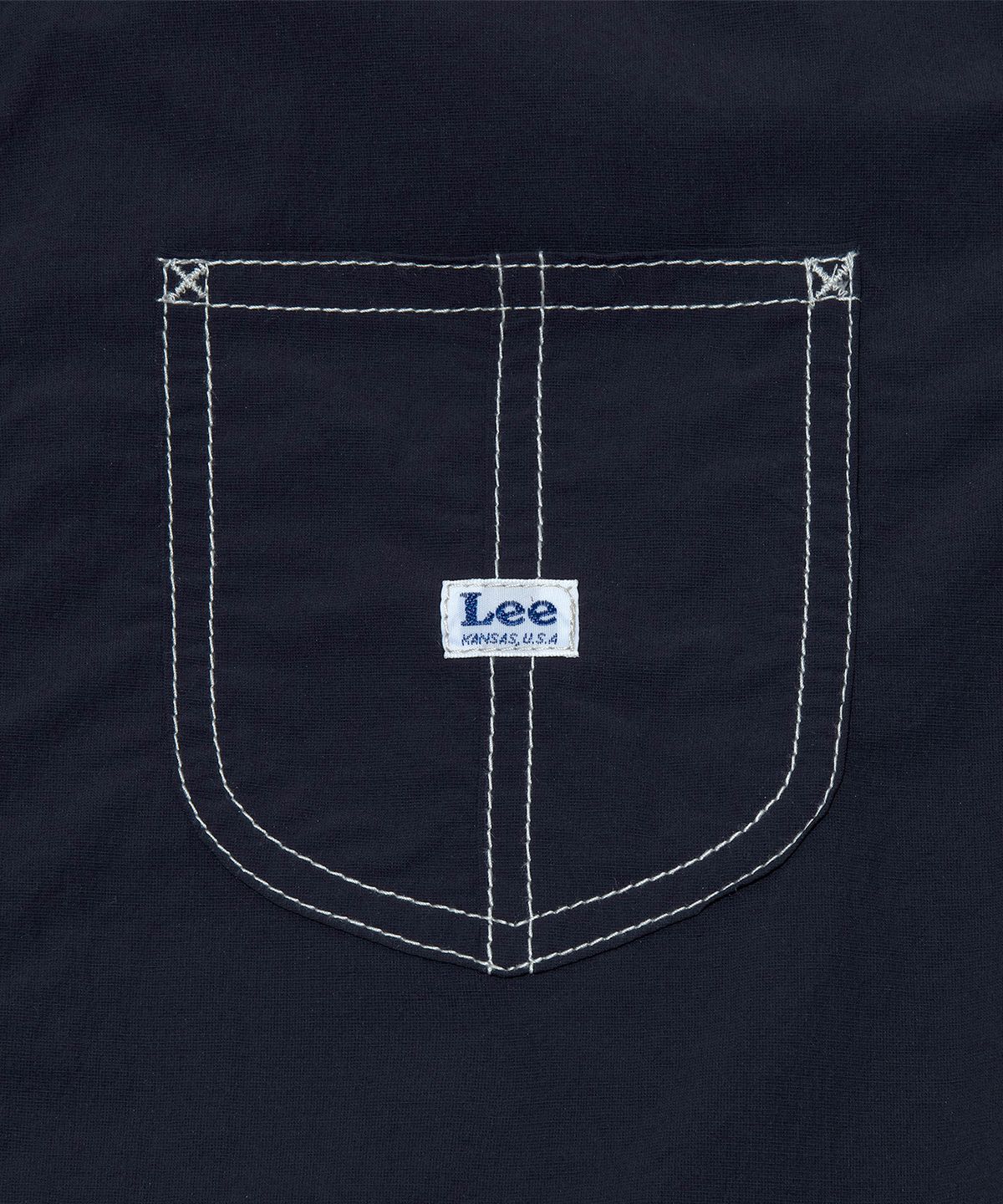 리(LEE) 우먼 로코 포켓 나일론 스티치 반팔 셔츠 네이비