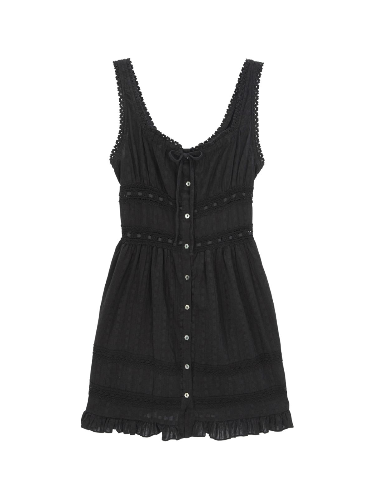 에즈이프 캘리(ASIF CALIE) RUFFLE SLEEVELESS MIDI DRESS BLACK