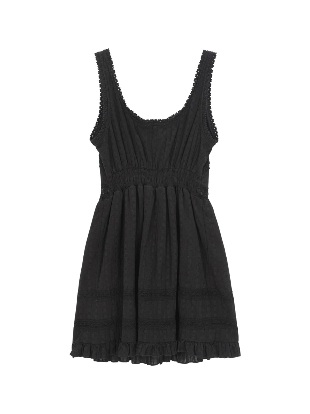 에즈이프 캘리(ASIF CALIE) RUFFLE SLEEVELESS MIDI DRESS BLACK