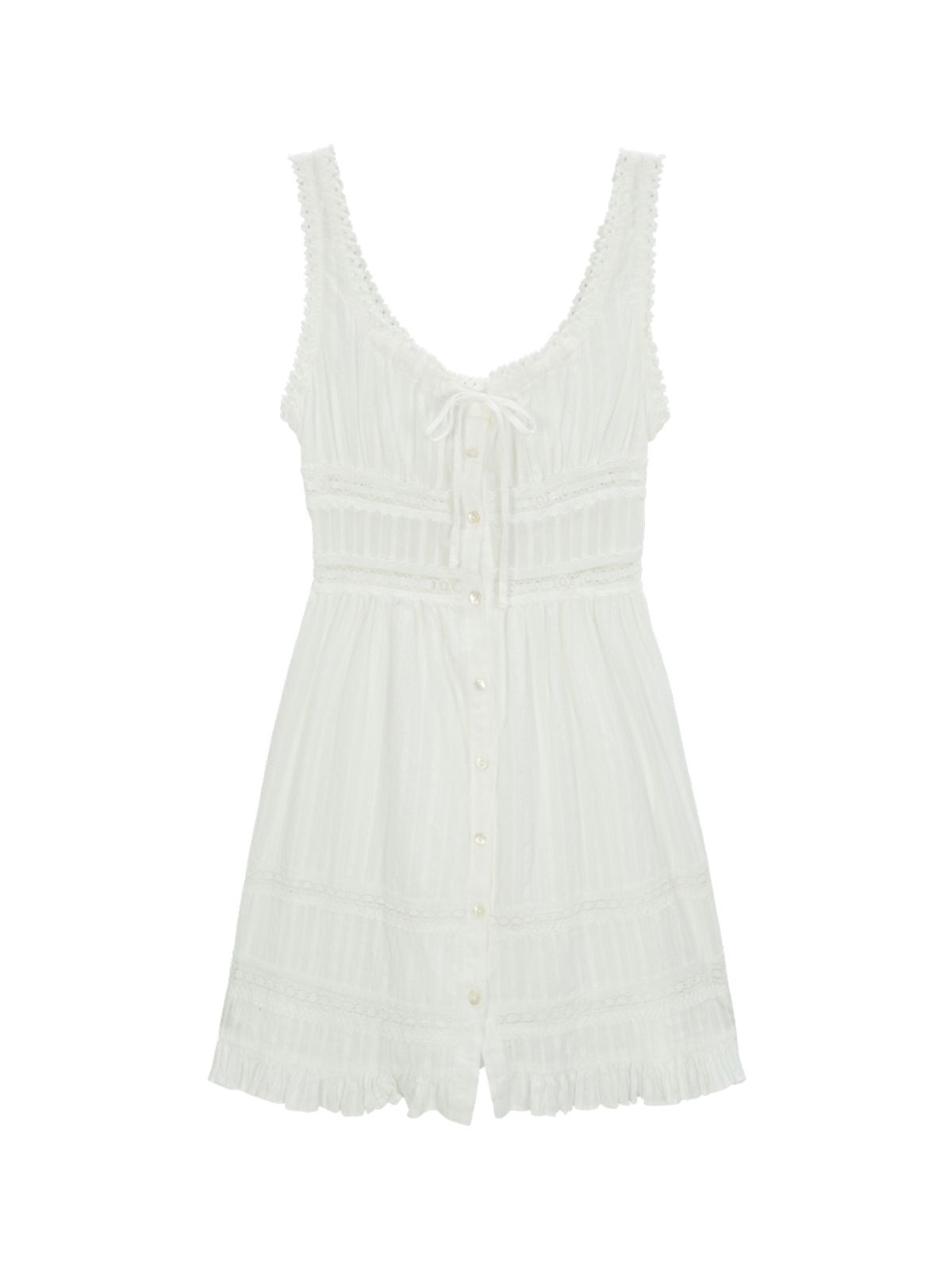 에즈이프 캘리(ASIF CALIE) RUFFLE SLEEVELESS MIDI DRESS WHITE