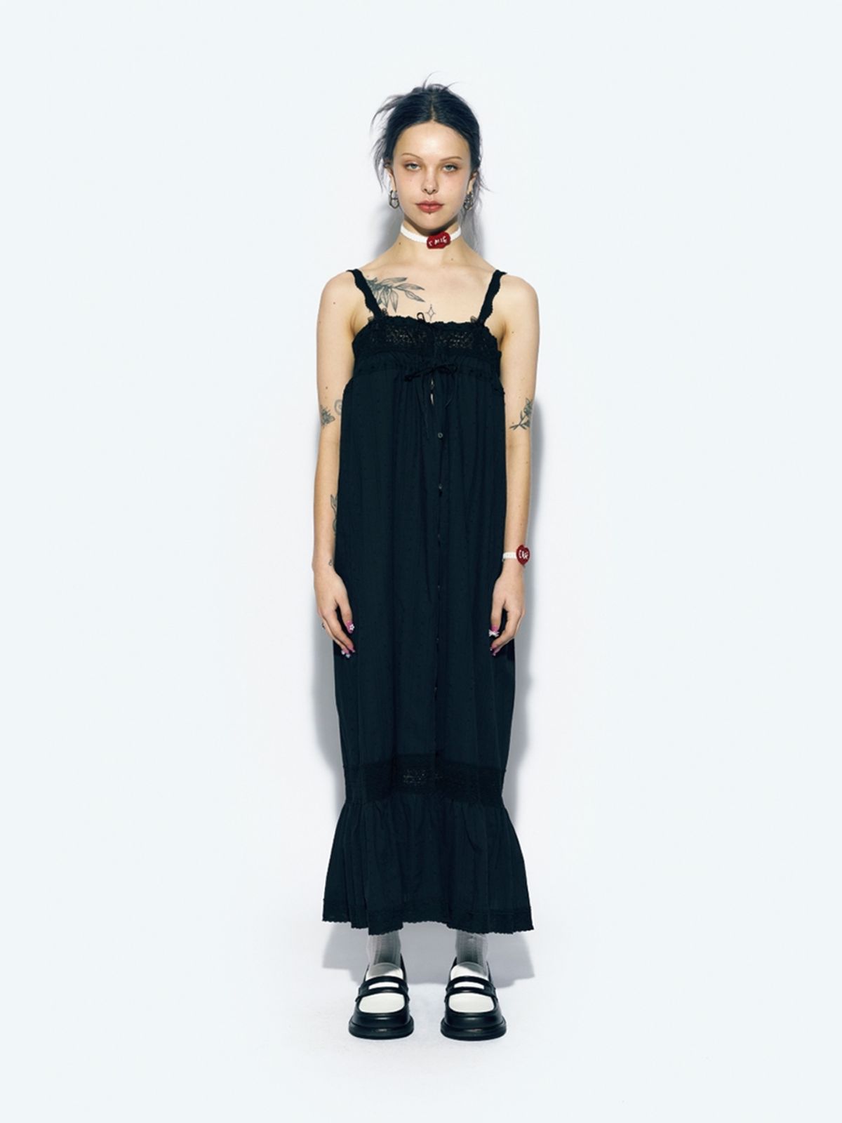 에즈이프 캘리(ASIF CALIE) LACE TRIM MAXI DRESS BLACK