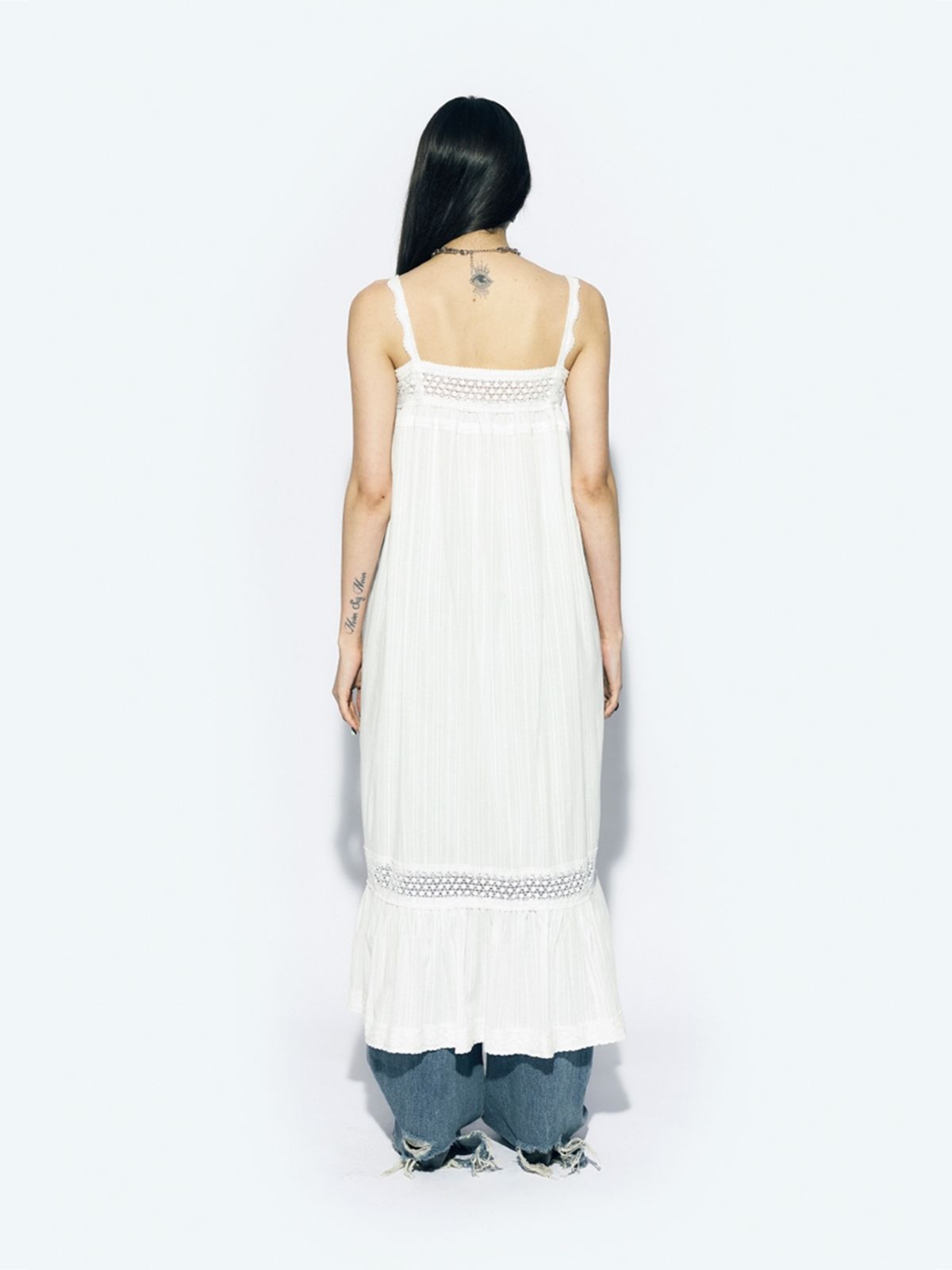 에즈이프 캘리(ASIF CALIE) LACE TRIM MAXI DRESS WHITE