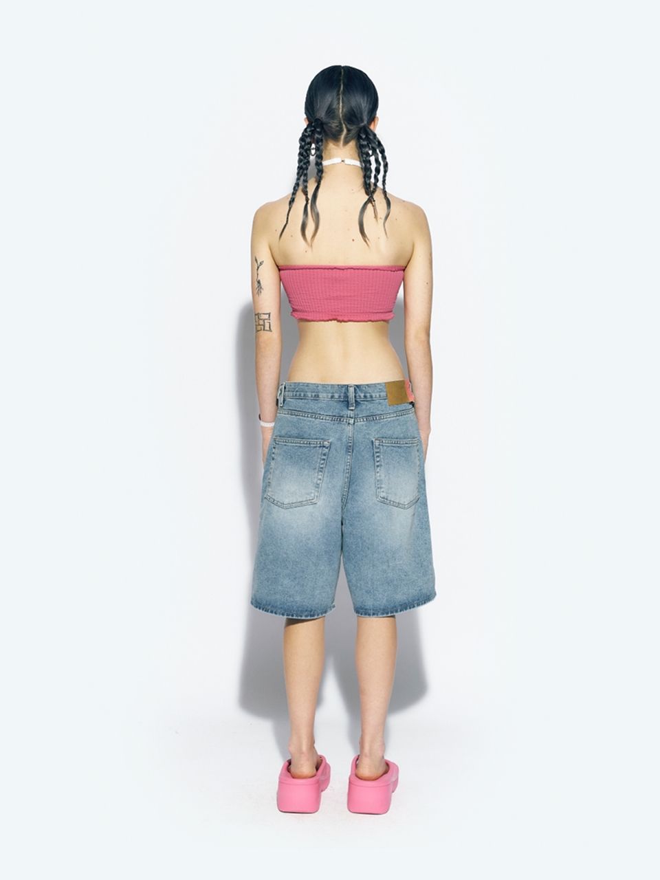 MUSINSA公式 | ASIF CALIE KNEE LENGTH WIDE DENIM PANTS BLUE