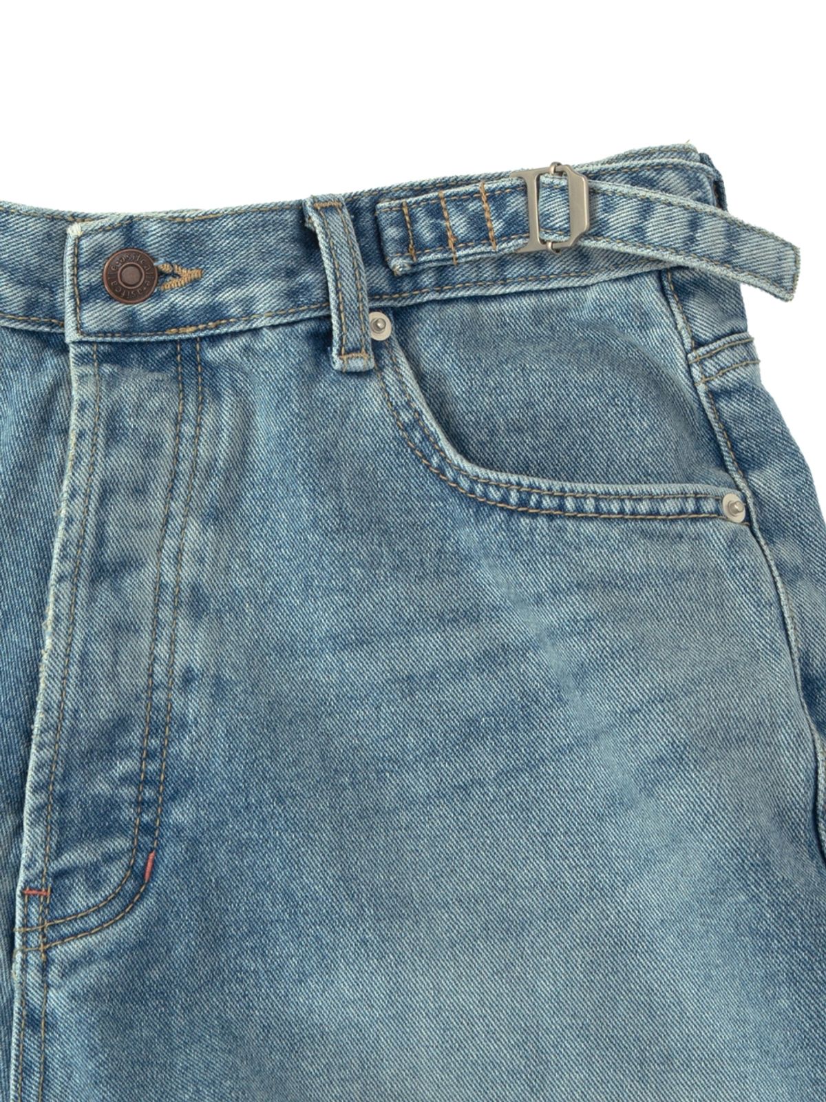 에즈이프 캘리(ASIF CALIE) KNEE LENGTH WIDE DENIM PANTS BLUE