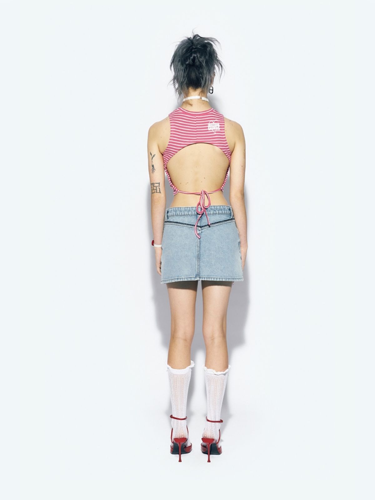 에즈이프 캘리(ASIF CALIE) YORK TRIM DENIM SKIRT BLUE