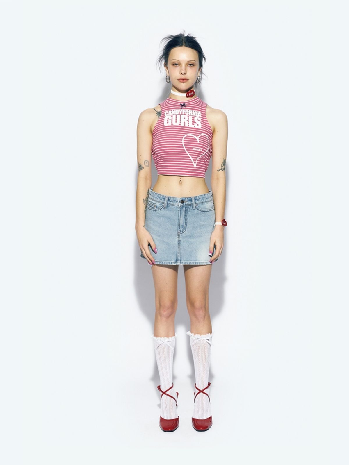 에즈이프 캘리(ASIF CALIE) YORK TRIM DENIM SKIRT BLUE