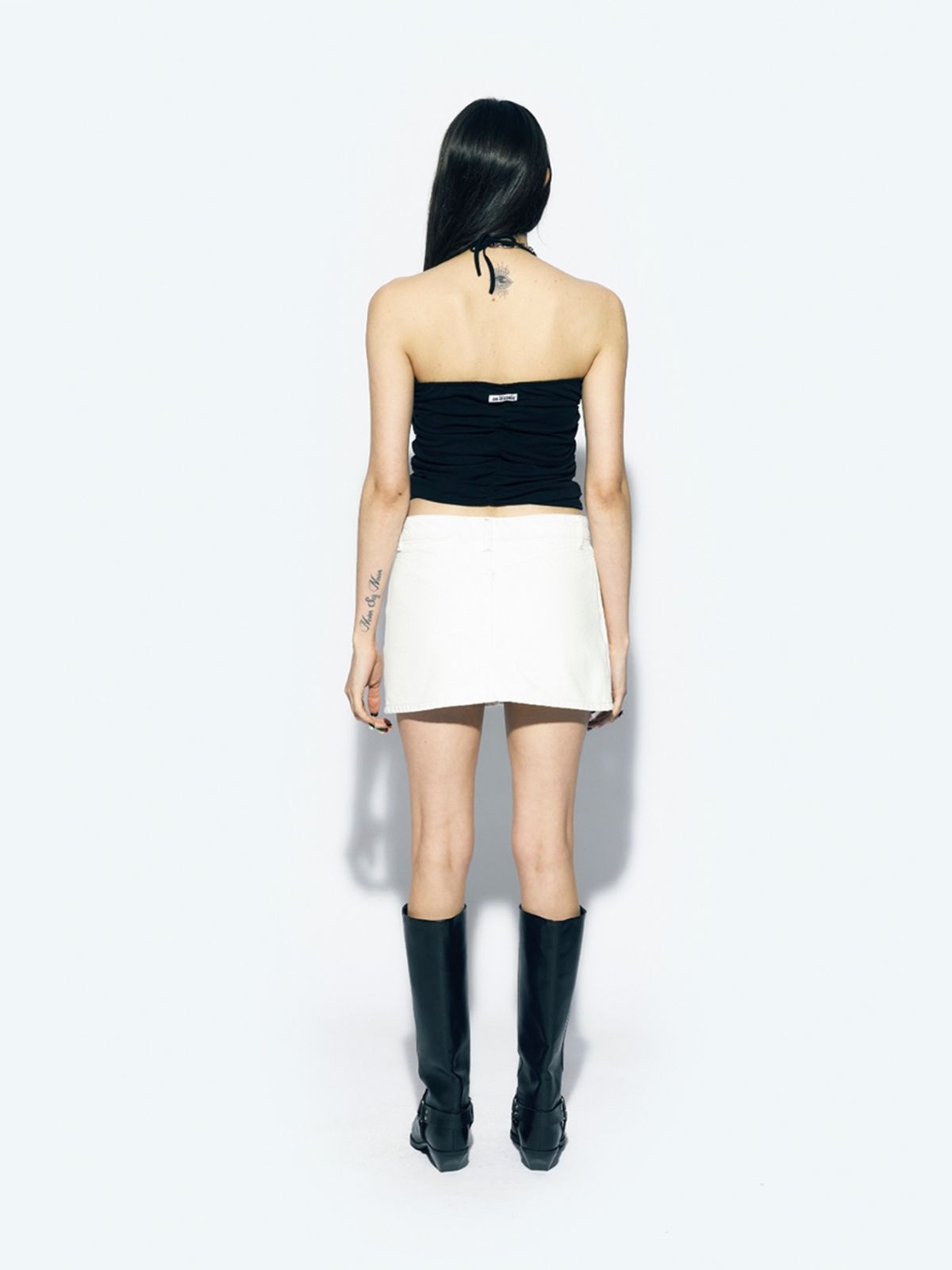 에즈이프 캘리(ASIF CALIE) YORK TRIM DENIM SKIRT WHITE