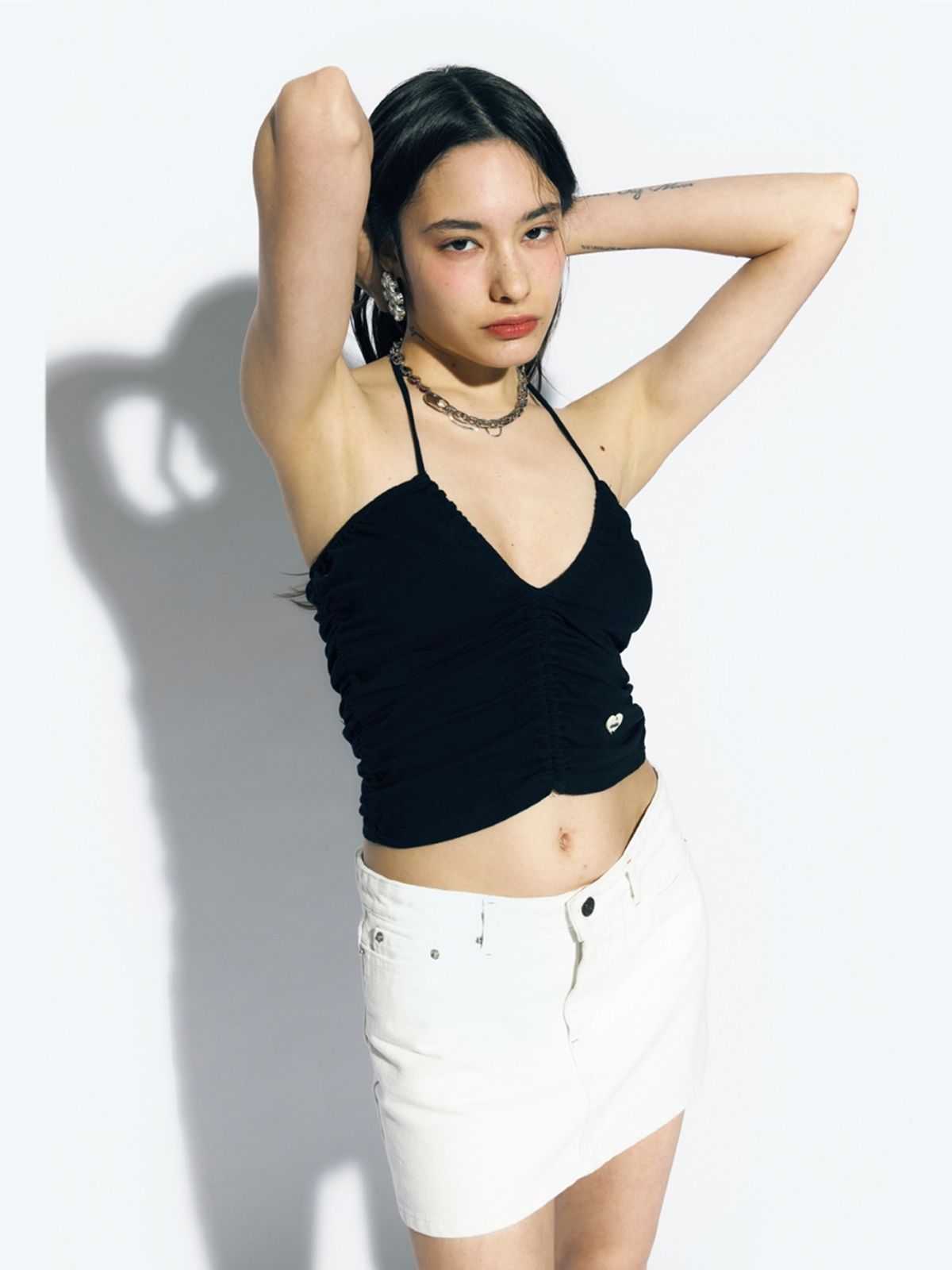에즈이프 캘리(ASIF CALIE) YORK TRIM DENIM SKIRT WHITE