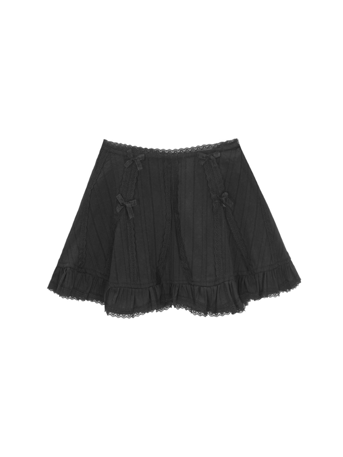 에즈이프 캘리(ASIF CALIE) FRILL RIBBON PANEL SKIRT BLACK