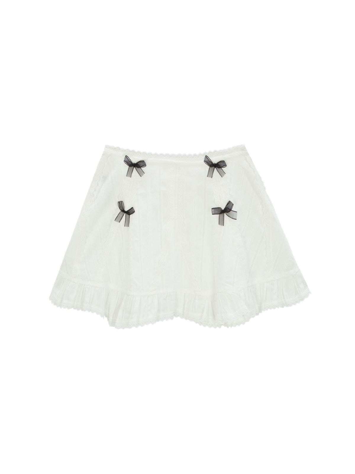 에즈이프 캘리(ASIF CALIE) FRILL RIBBON PANEL SKIRT WHITE