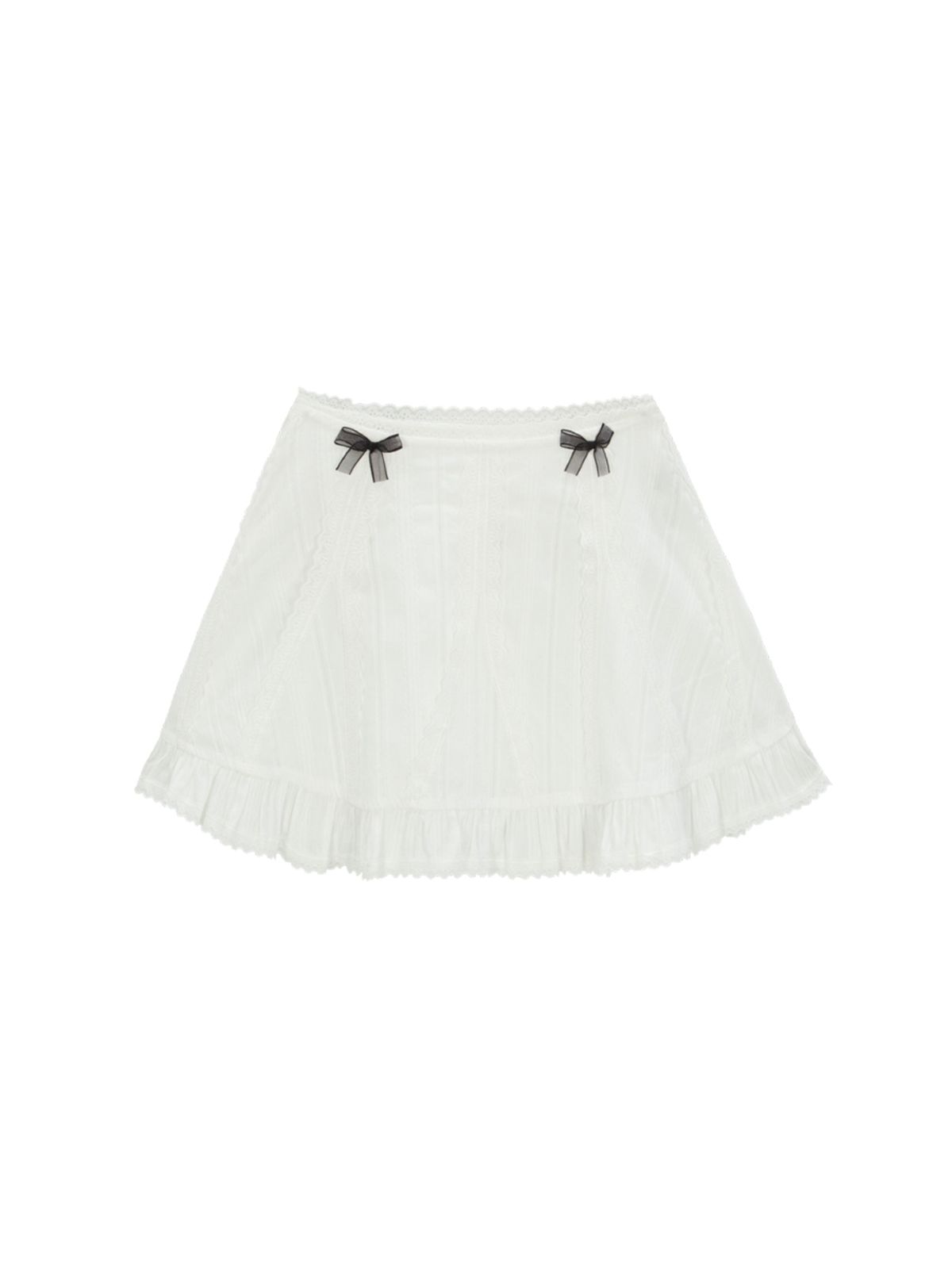 에즈이프 캘리(ASIF CALIE) FRILL RIBBON PANEL SKIRT WHITE