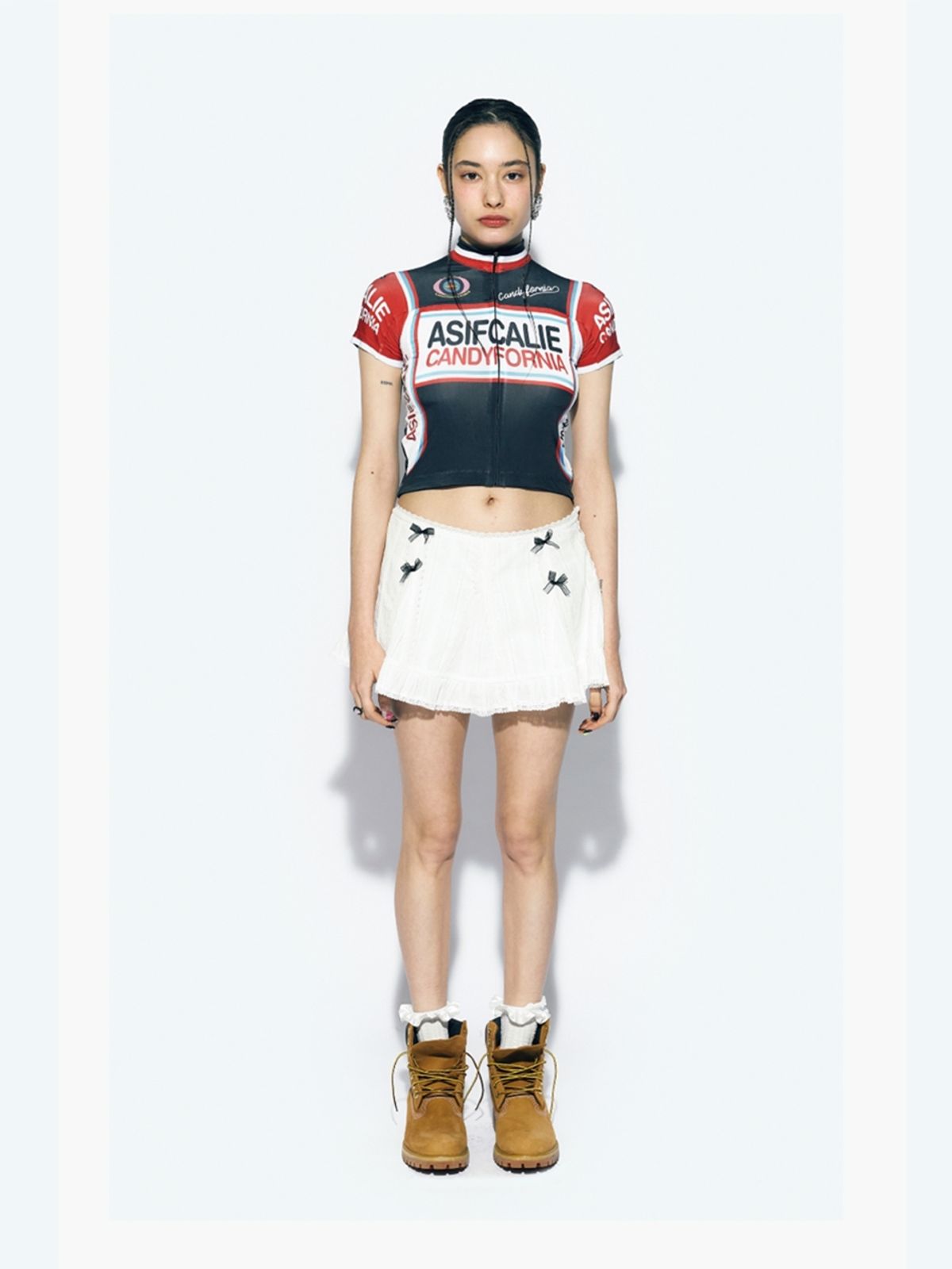 에즈이프 캘리(ASIF CALIE) FRILL RIBBON PANEL SKIRT WHITE