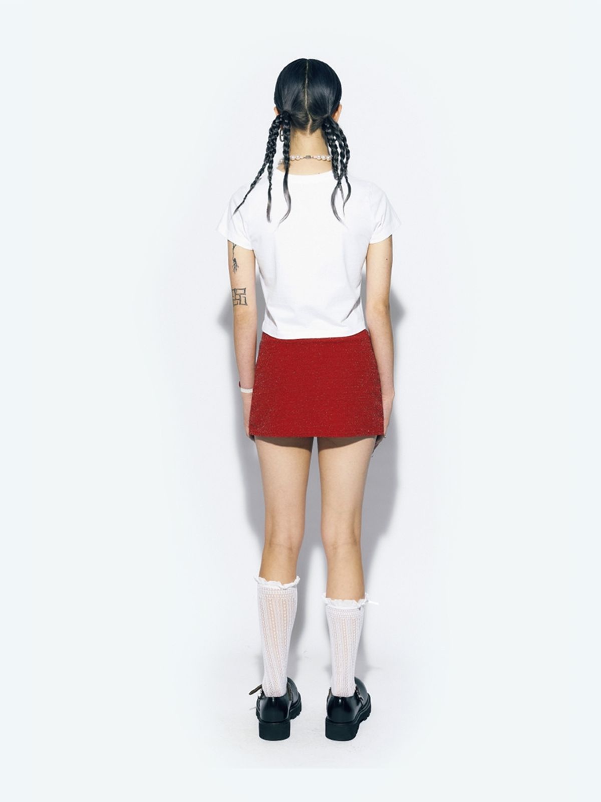 에즈이프 캘리(ASIF CALIE) SLIT TIGHT MINI SKIRT RED