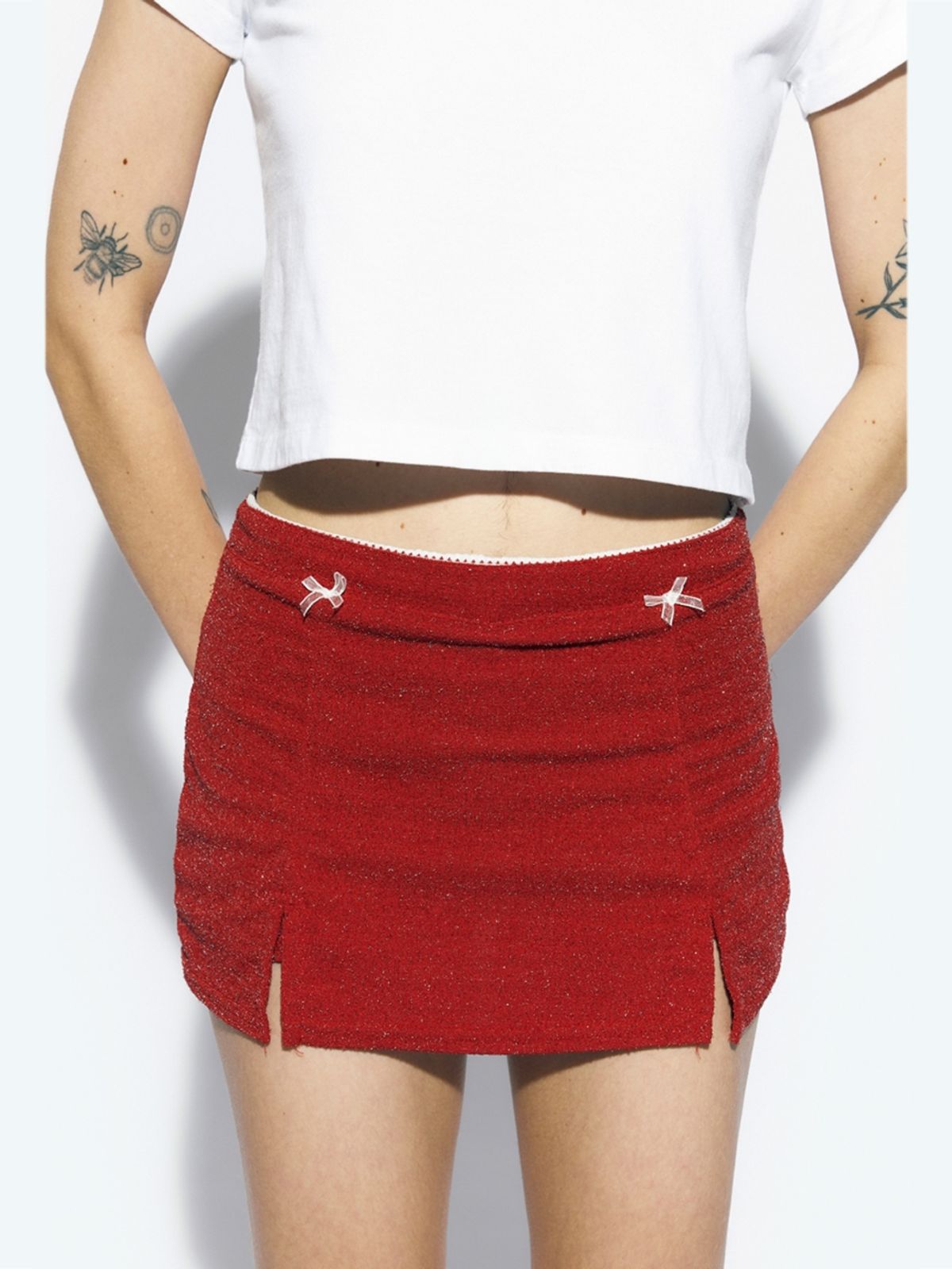 에즈이프 캘리(ASIF CALIE) SLIT TIGHT MINI SKIRT RED