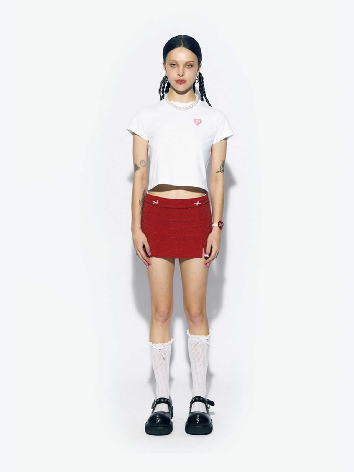 에즈이프 캘리(ASIF CALIE) SLIT TIGHT MINI SKIRT RED