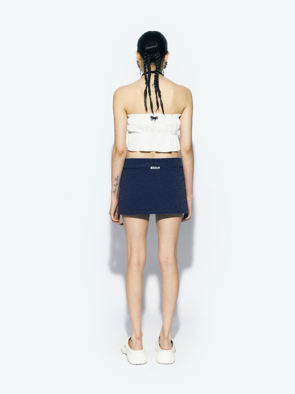 에즈이프 캘리(ASIF CALIE) SLIT TIGHT MINI SKIRT NAVY