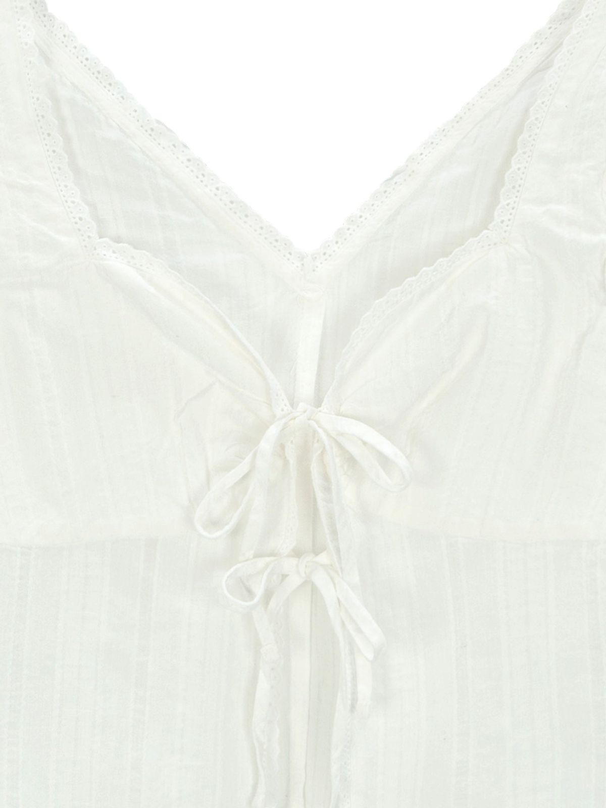 에즈이프 캘리(ASIF CALIE) CROP RIBBON OPEN BLOUSE WHITE