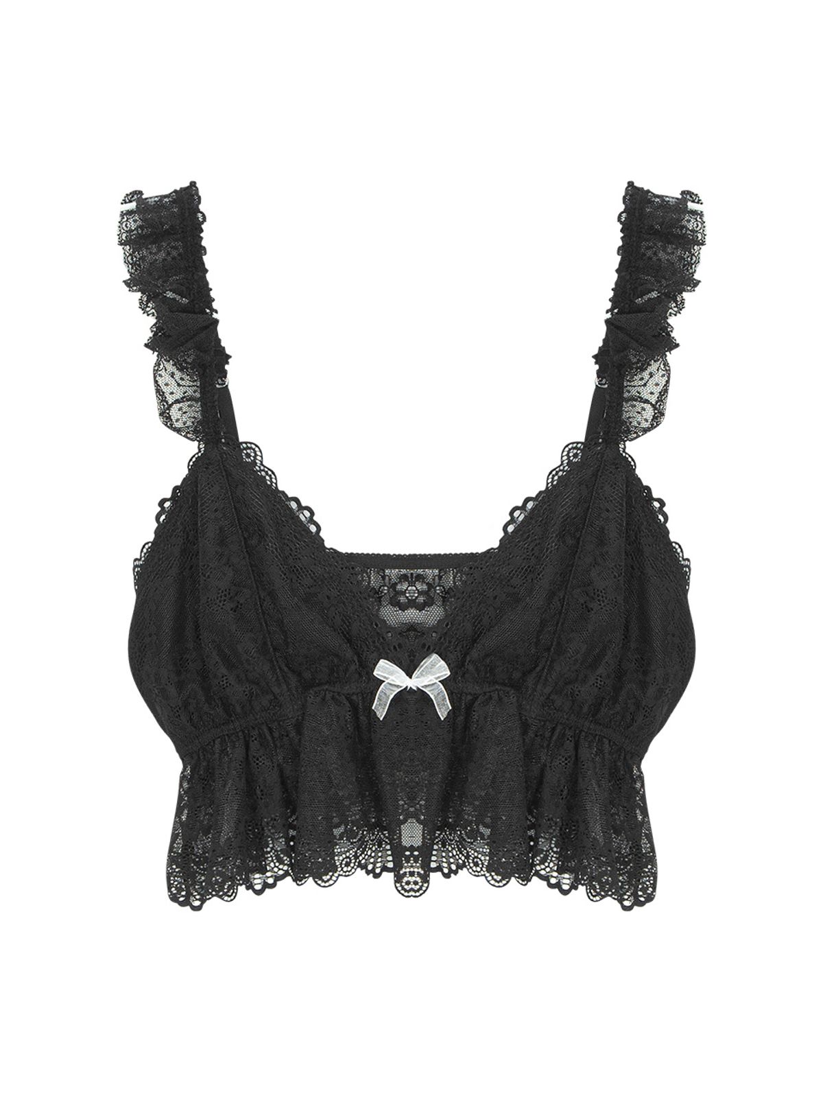 에즈이프 캘리(ASIF CALIE) RUFFLED CAP SLEEVE BLOUSE BLACK