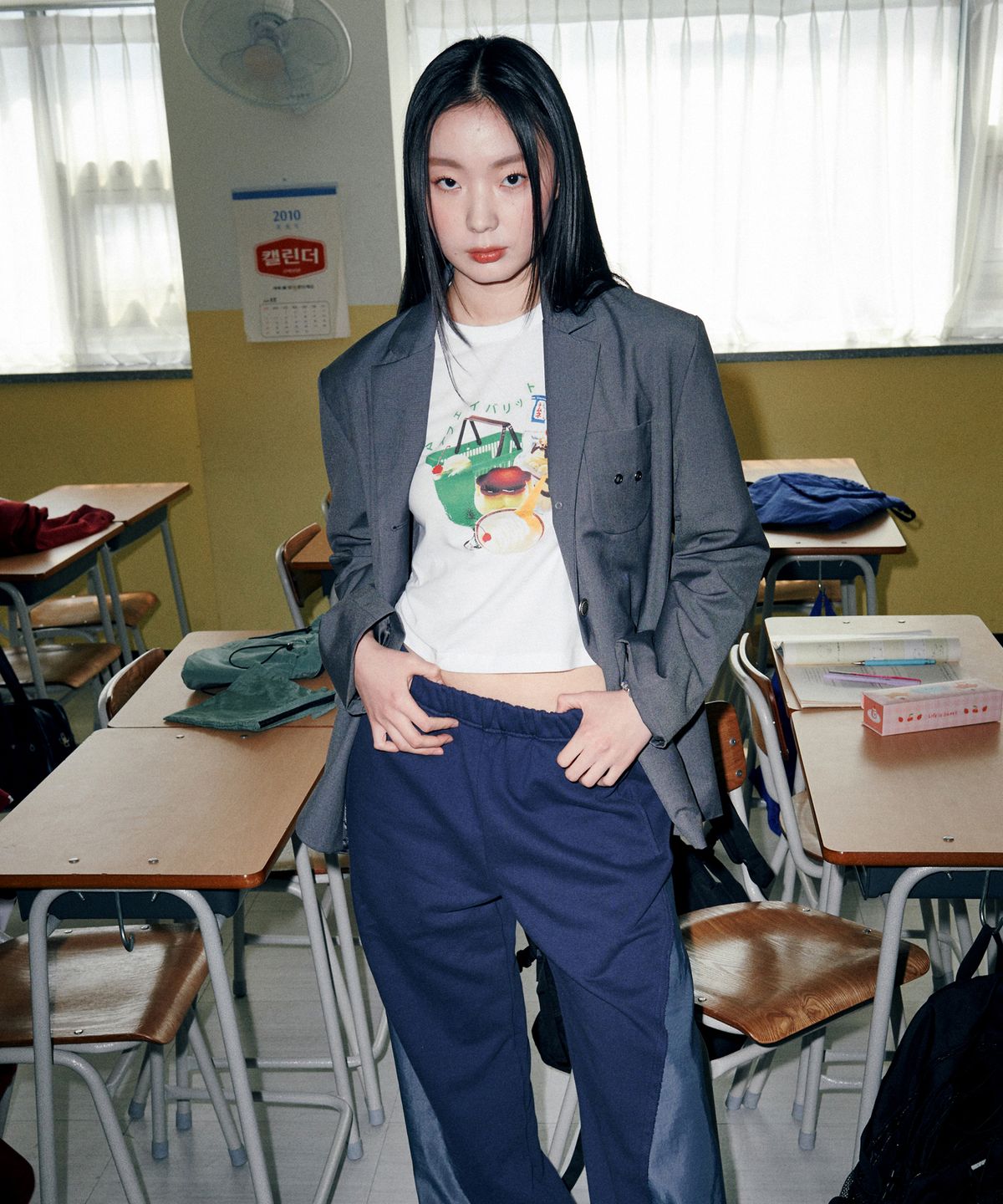 러닝하이(RUNNINGHIGH) 디저트 크롭 H/S 티 [화이트]