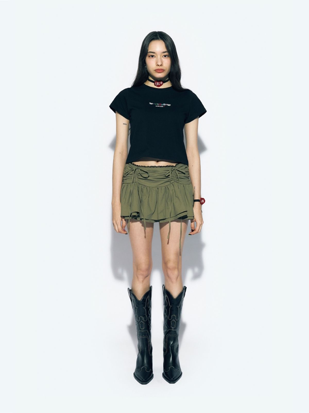 에즈이프 캘리(ASIF CALIE) CALIE BEADS BASIC T-SHIRT BLACK