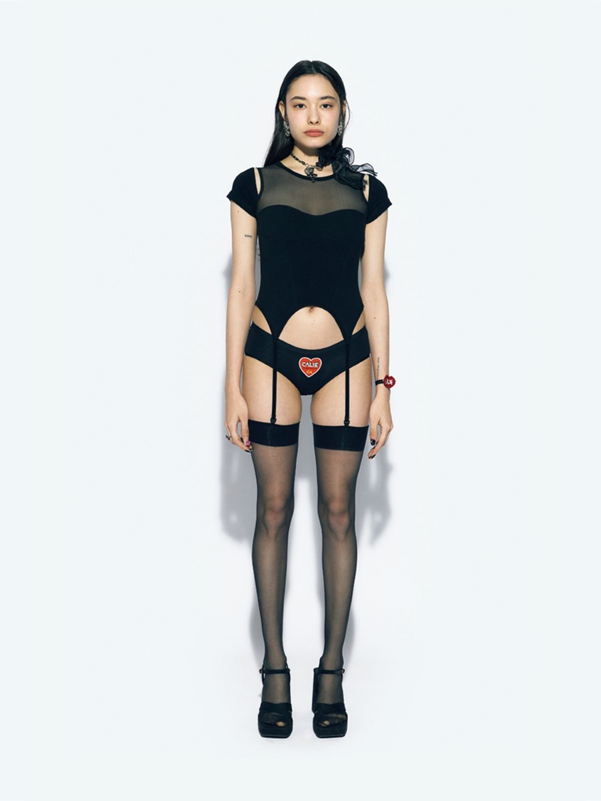 에즈이프 캘리(ASIF CALIE) CORSET MESH T-SHIRT BLACK