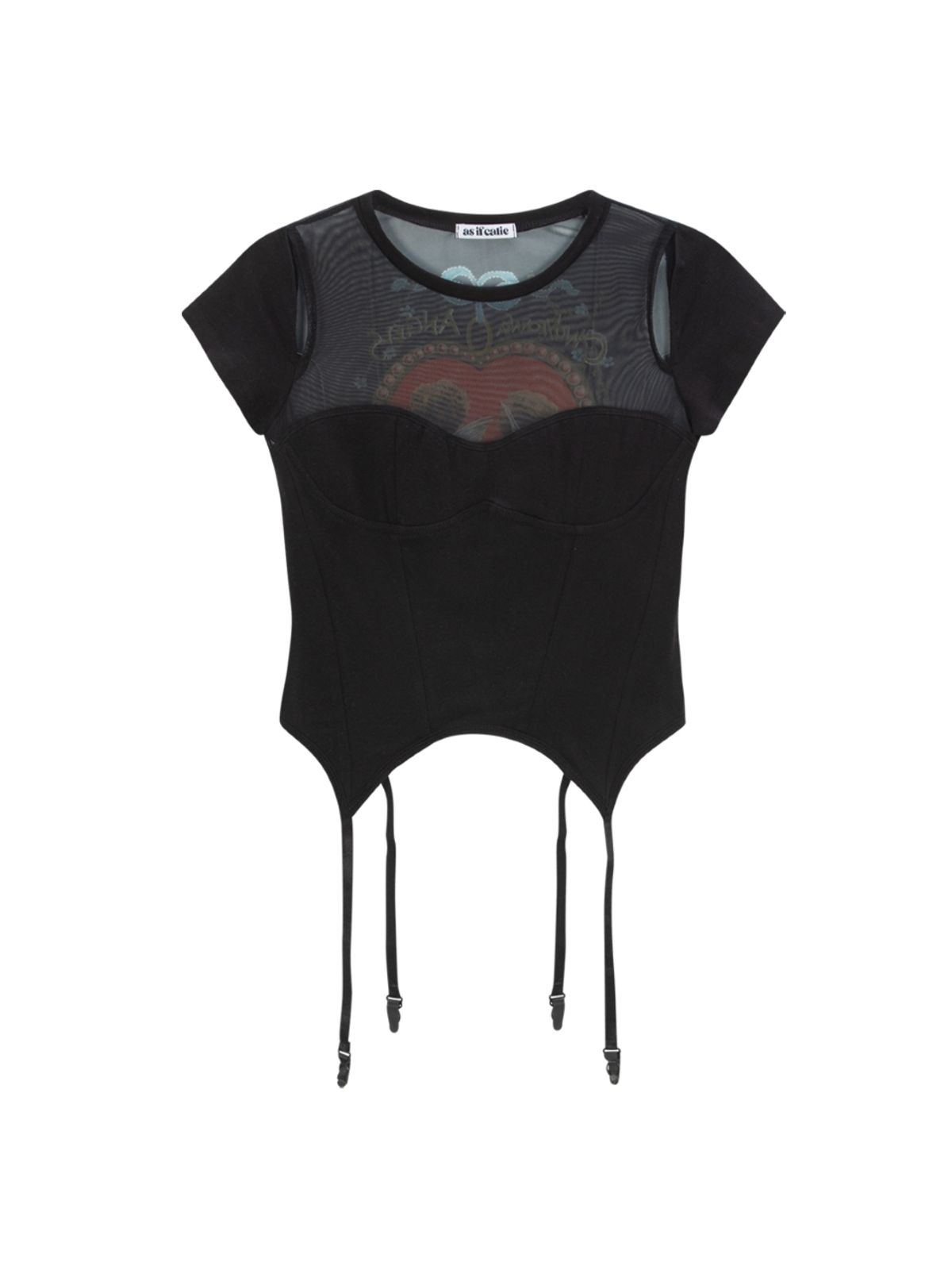 에즈이프 캘리(ASIF CALIE) CORSET MESH T-SHIRT BLACK