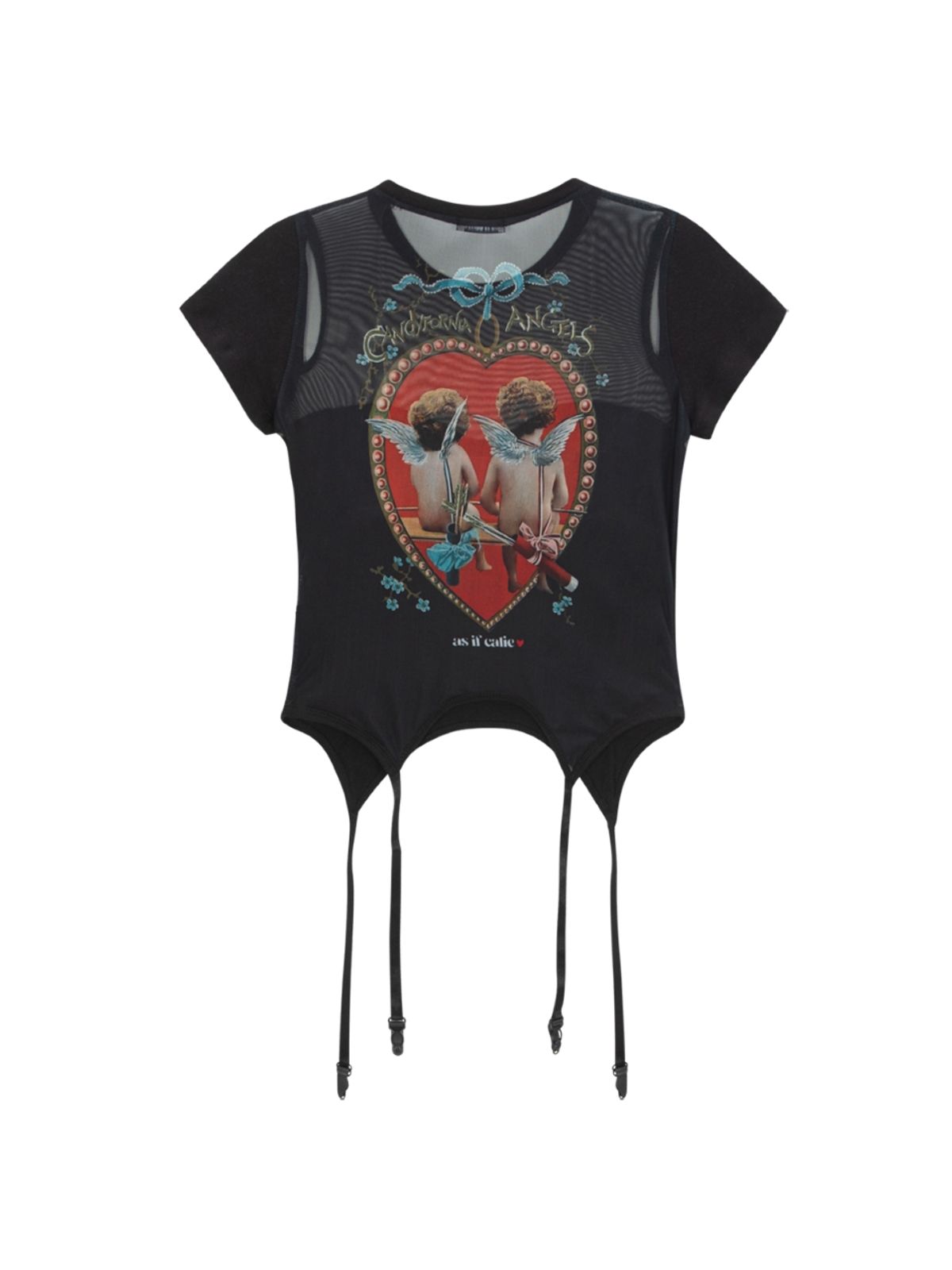 에즈이프 캘리(ASIF CALIE) CORSET MESH T-SHIRT BLACK