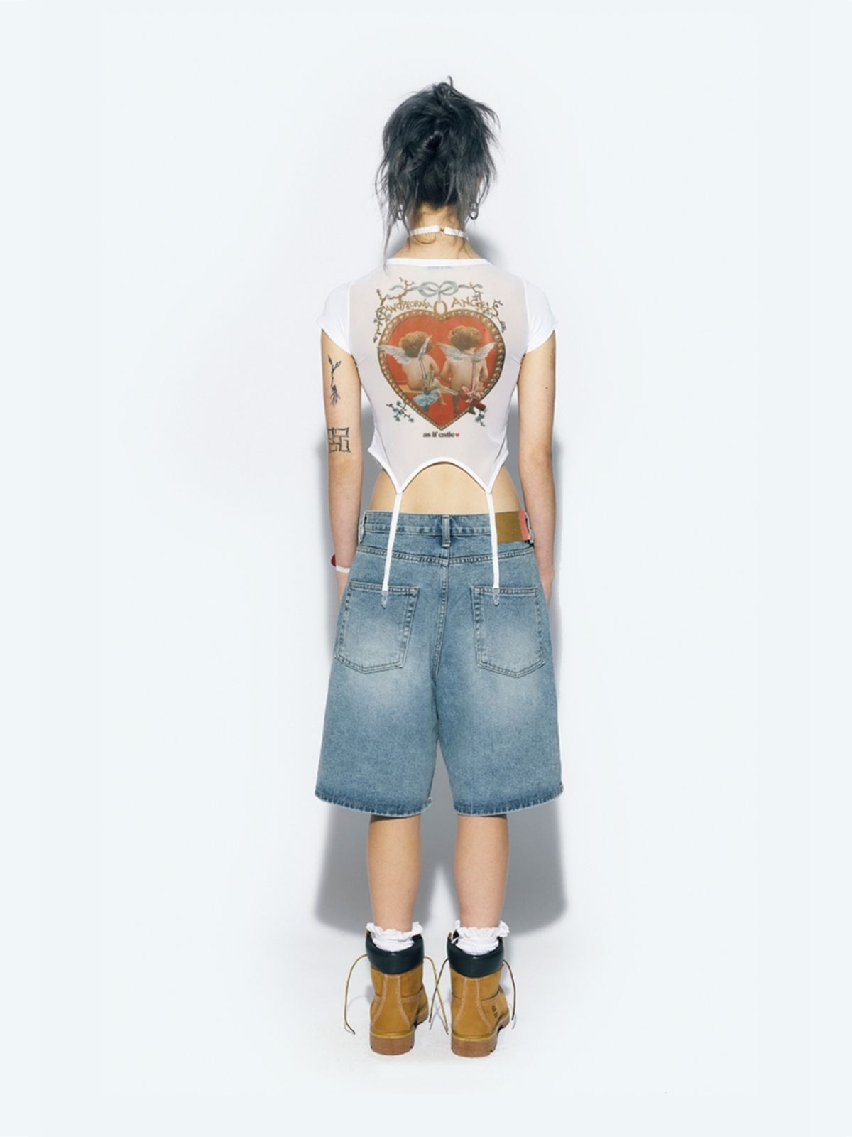 에즈이프 캘리(ASIF CALIE) CORSET MESH T-SHIRT WHITE