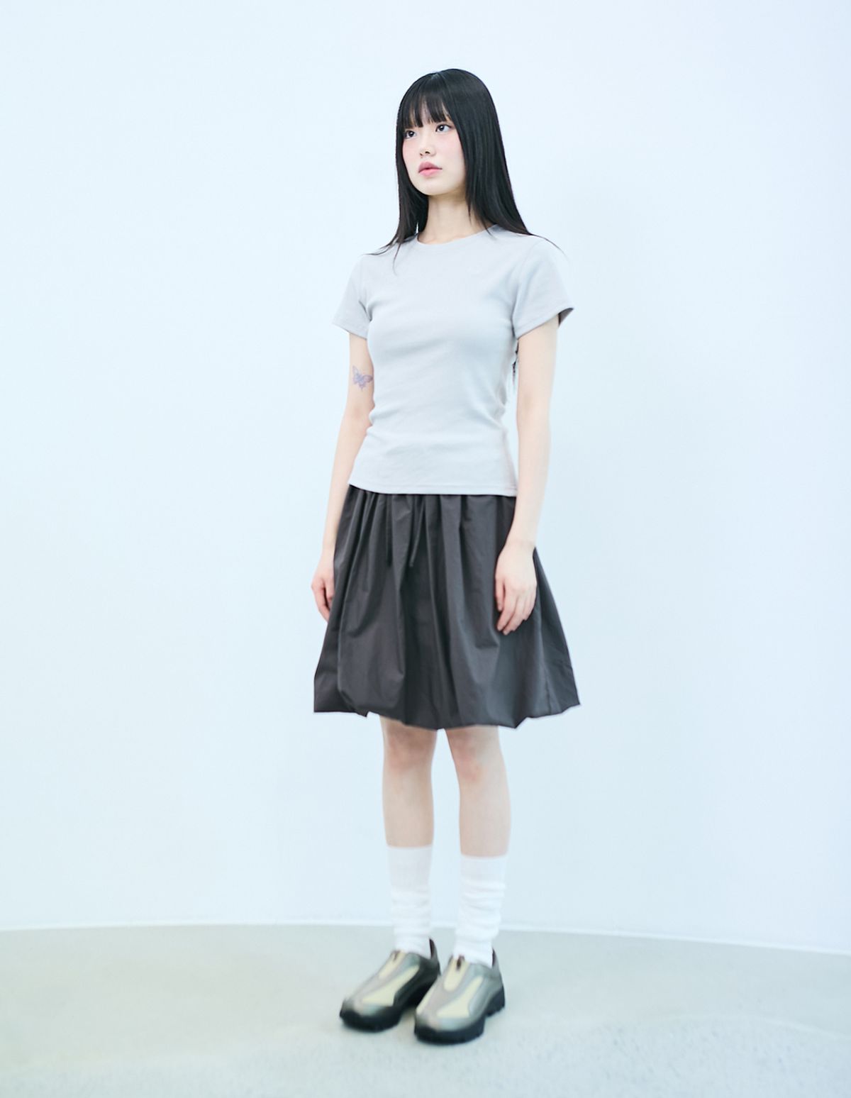 챈스챈스(CHANCECHANCE) CH EMBROIDERED LOGO WOMAN T-SHIRT(GRAY)