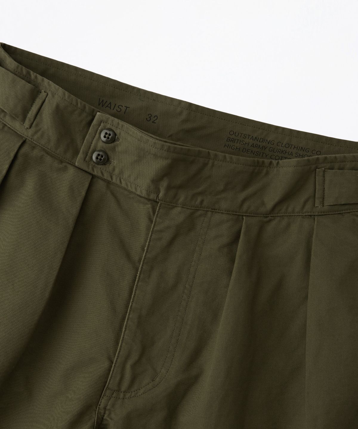 아웃스탠딩(OUTSTANDING) TWO TUCK GURKHA SHORTS_OLIVE