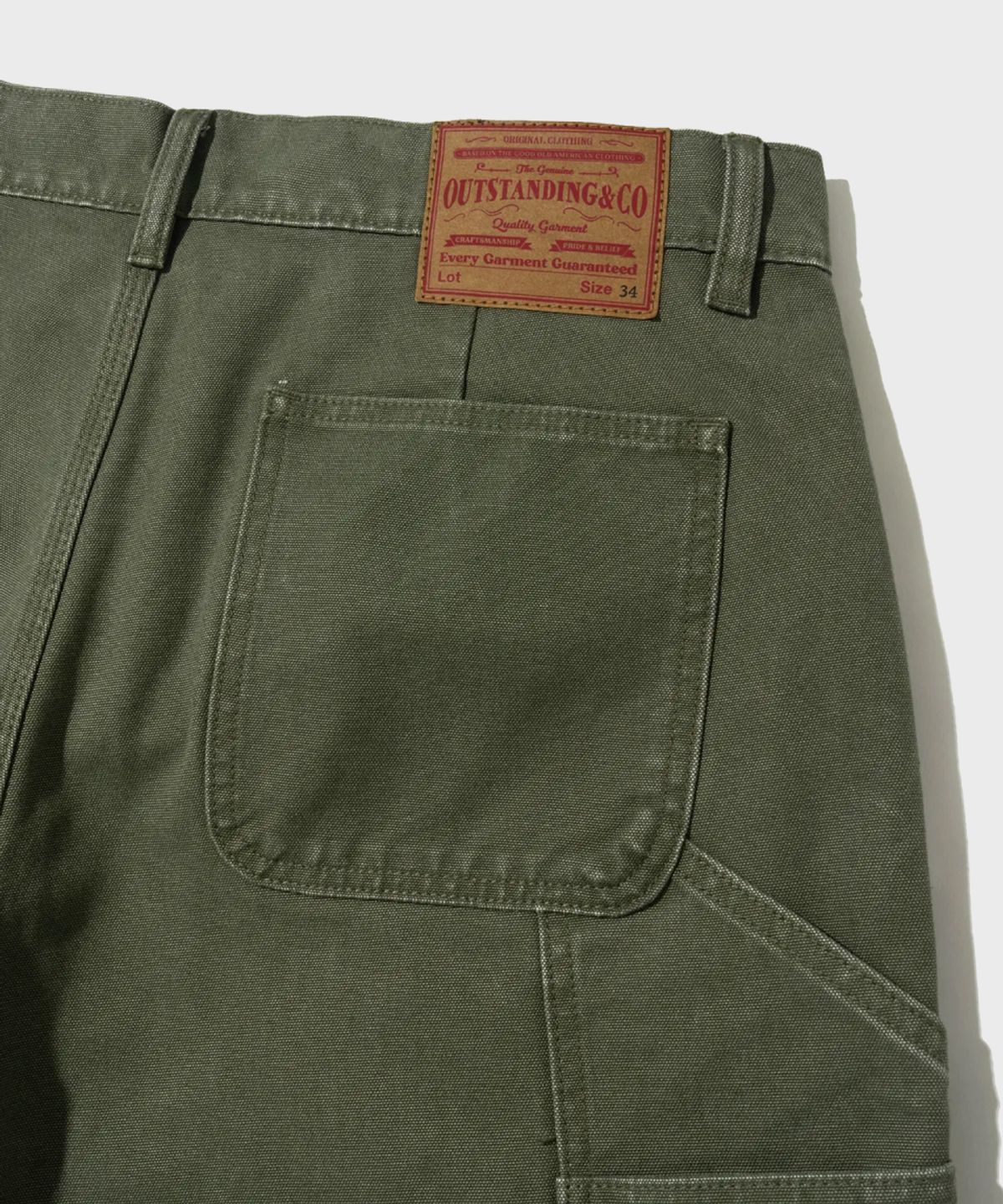 아웃스탠딩(OUTSTANDING) CANVAS CARPENTER DOUBLE KNEE SHORTS_OLIVE