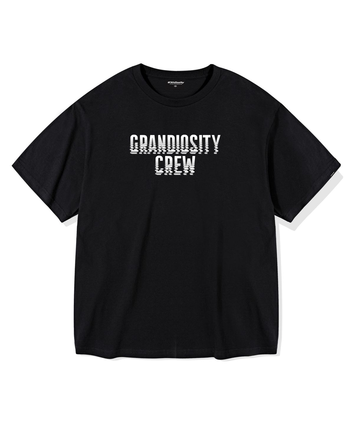그랜디오시티(GRANDIOSITY) 크루 로고 오버핏 반팔 티셔츠 (블랙)