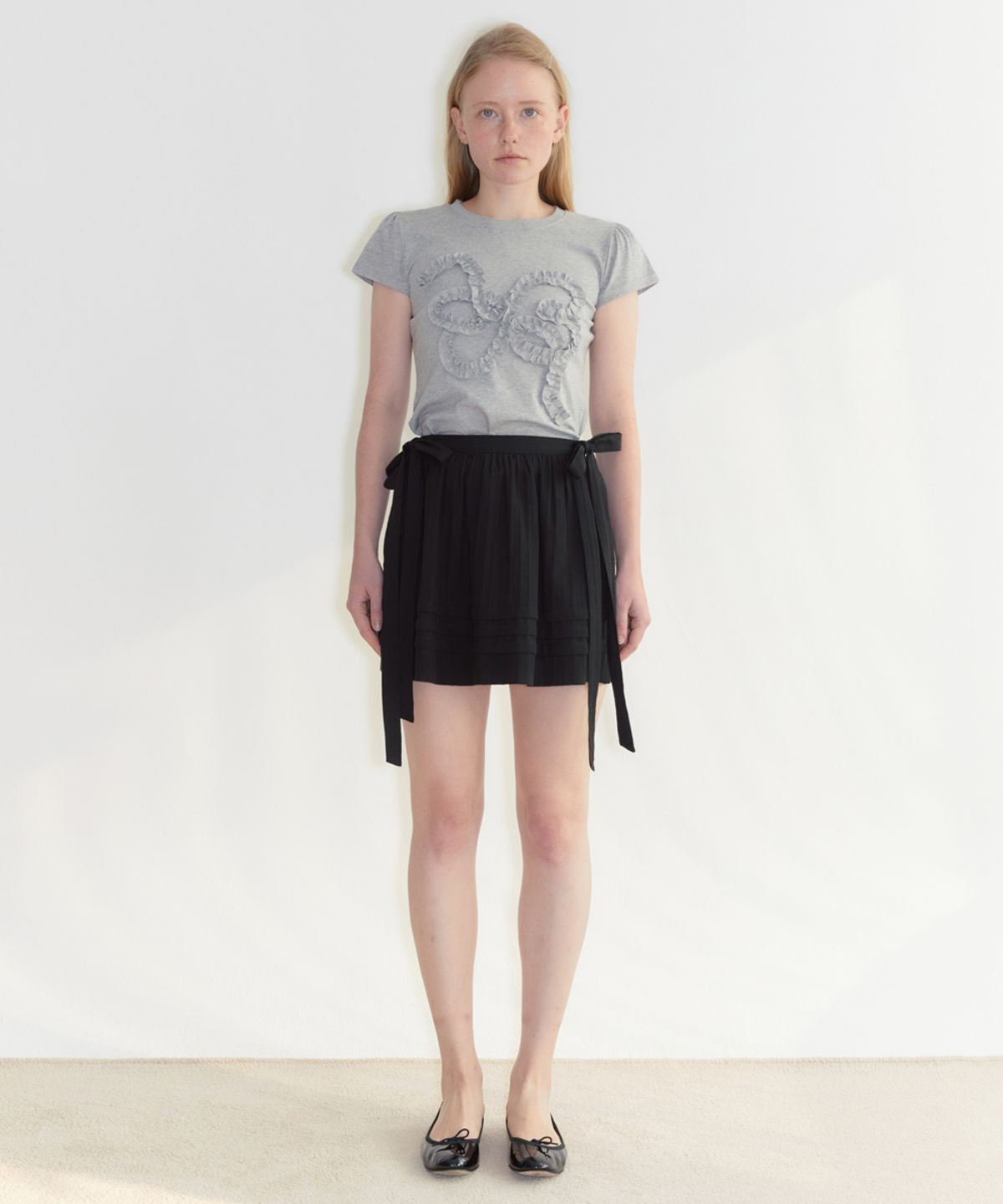 시눈(SINOON) Ribbon Mini Skirt (Black)