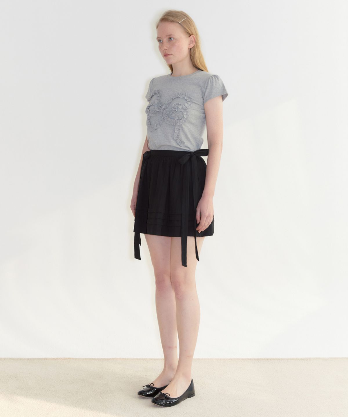 시눈(SINOON) Ribbon Mini Skirt (Black)