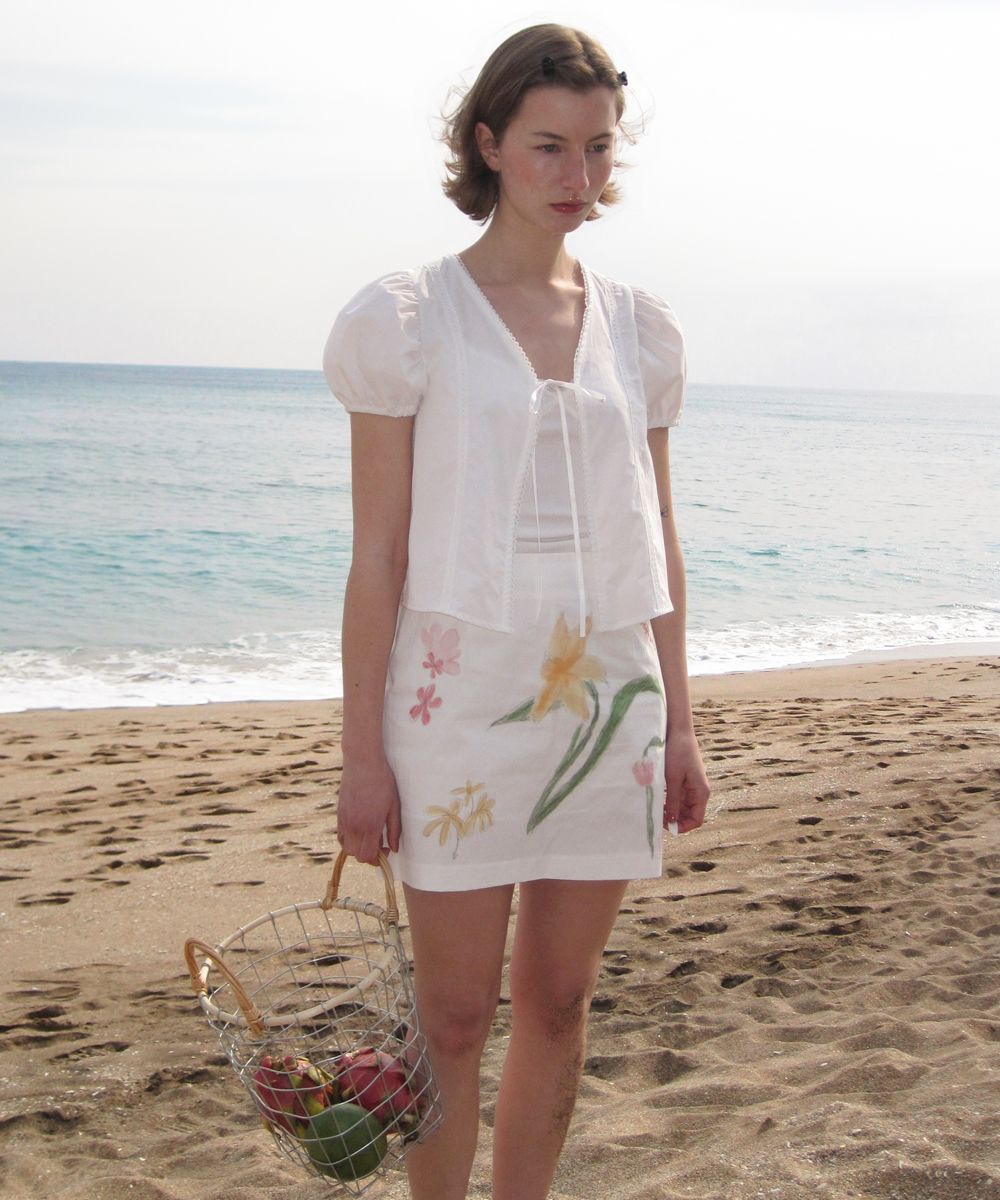 韓国商品/SINOON Flower Graphic Mini Skirt MUSINSA公式 | SINOON Flower Graphic Mini Skirt (Cream)