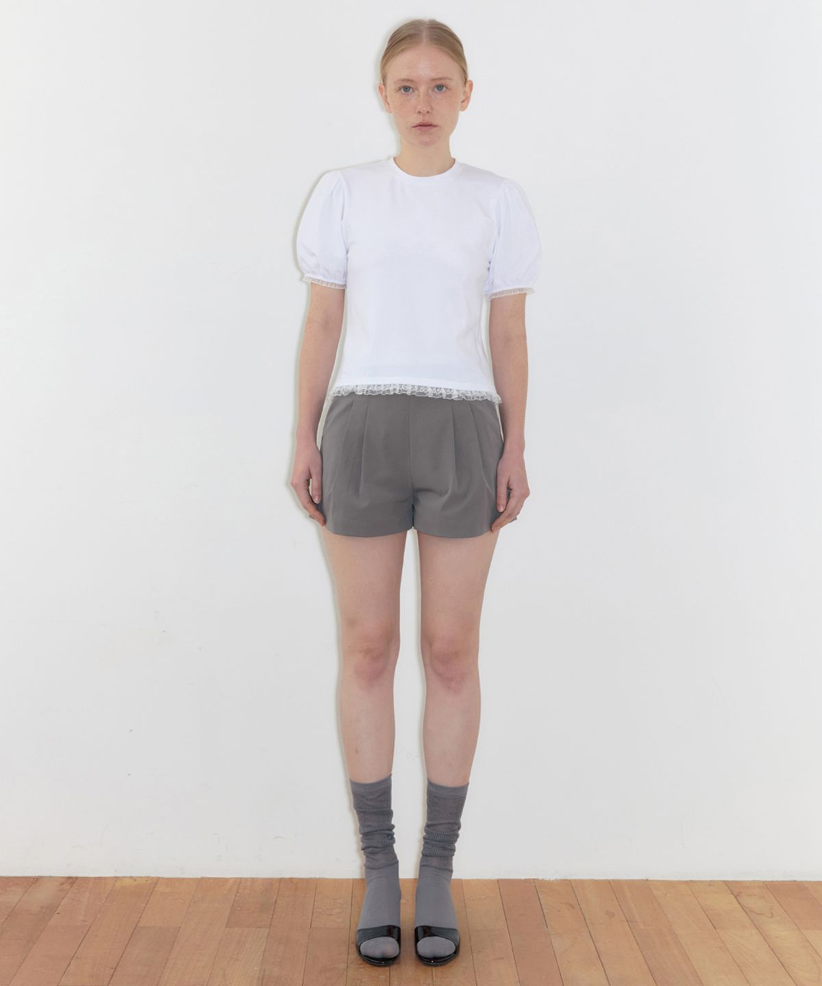 시눈(SINOON) Double Tuck Shorts (Grey)