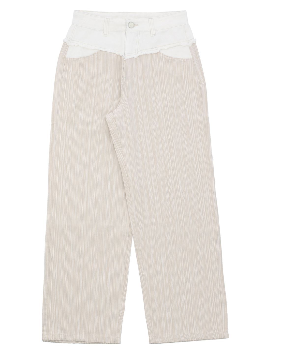 델리센트(DELICCENT) 데님 믹스 절개 팬츠 [BEIGE]