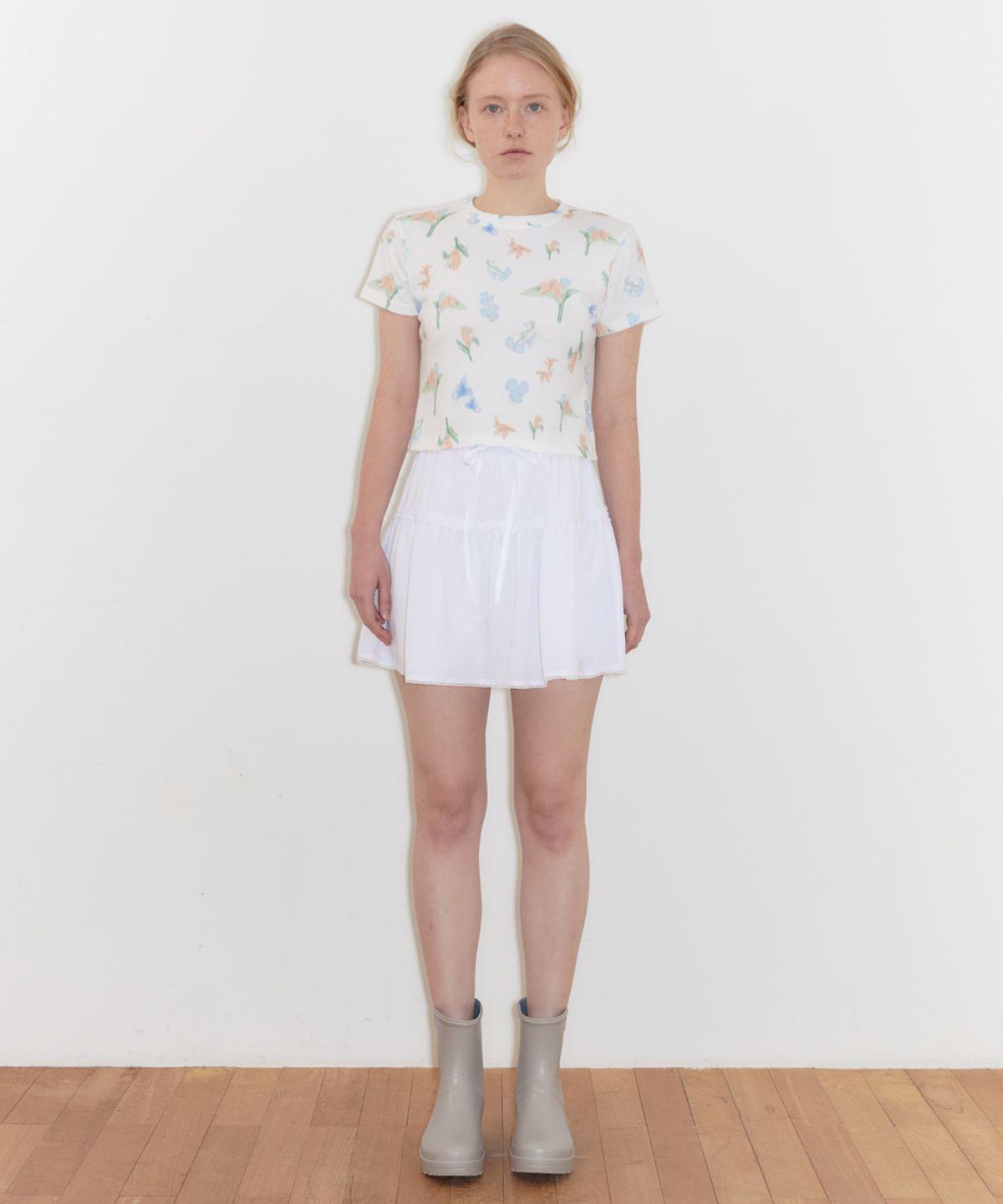 시눈(SINOON) Multi Flower T-Shirts (Cream)