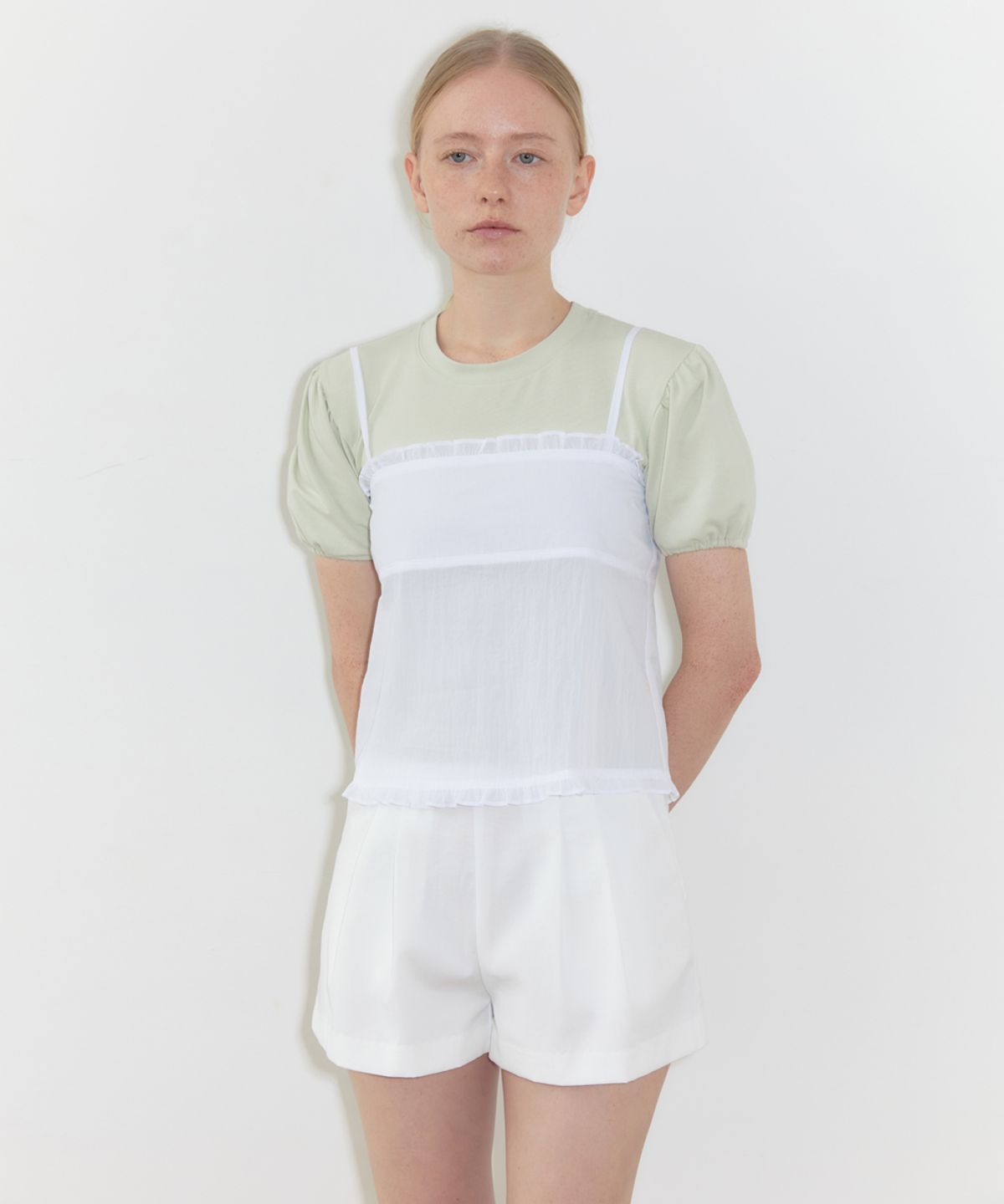 시눈(SINOON) Layered Frill Blouse (White)