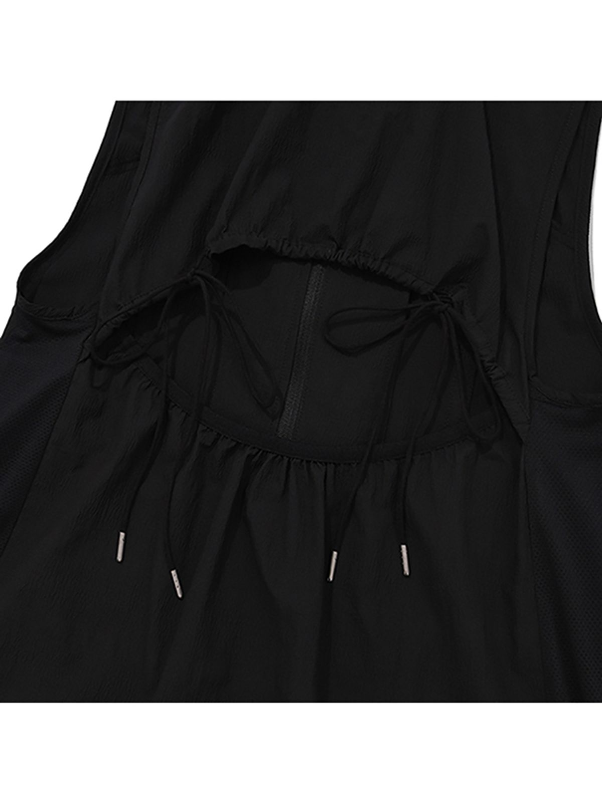 키르시(KIRSH) 레이어드 후드 우븐 드레스 [블랙]