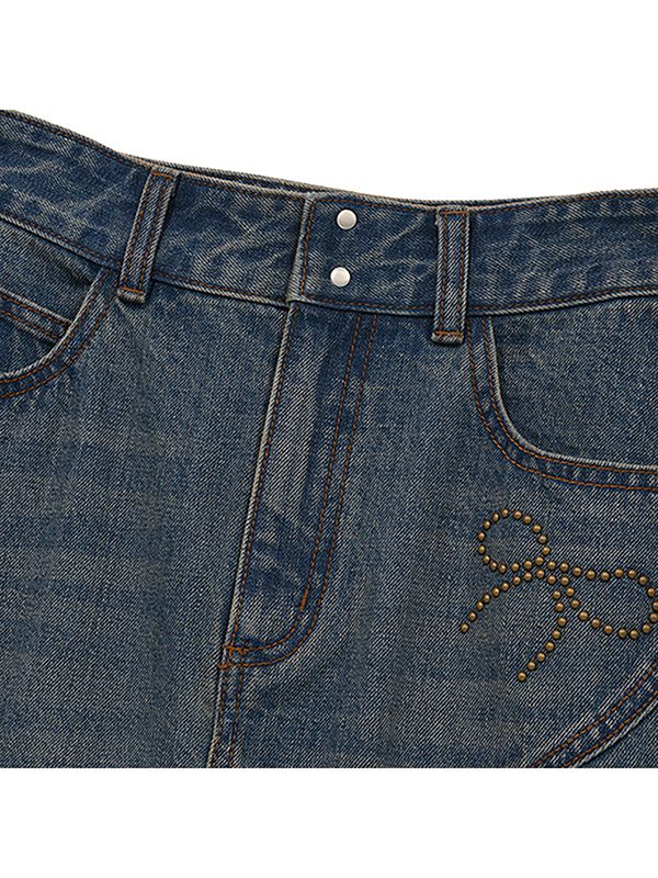 MUSINSA | KIRSH Hotfix Trumpet Denim Skirt [Blue]